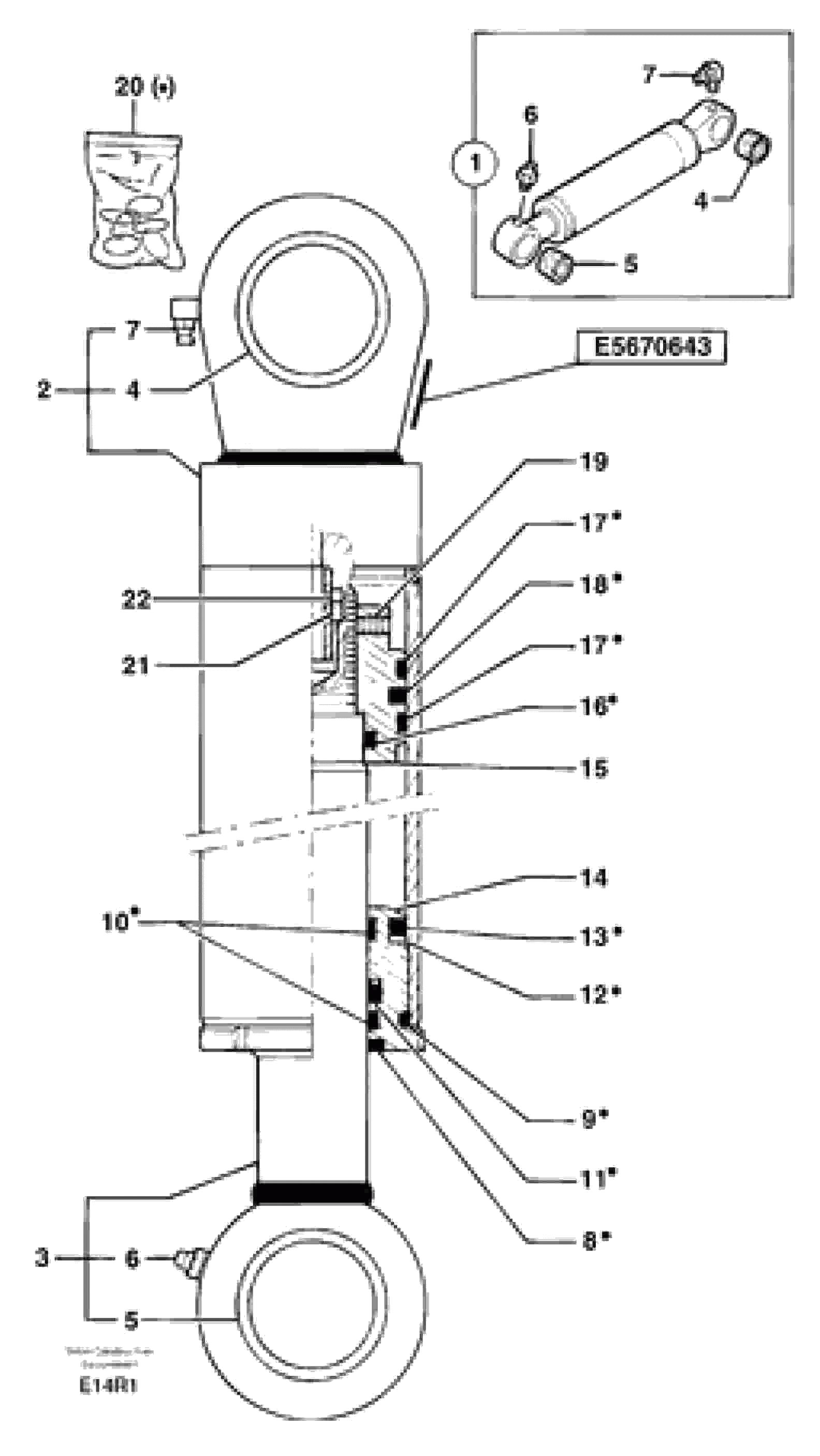 Схема запчастей Volvo EC50 - 105136 Dipper arm cylinder EC50VV TYPE 247