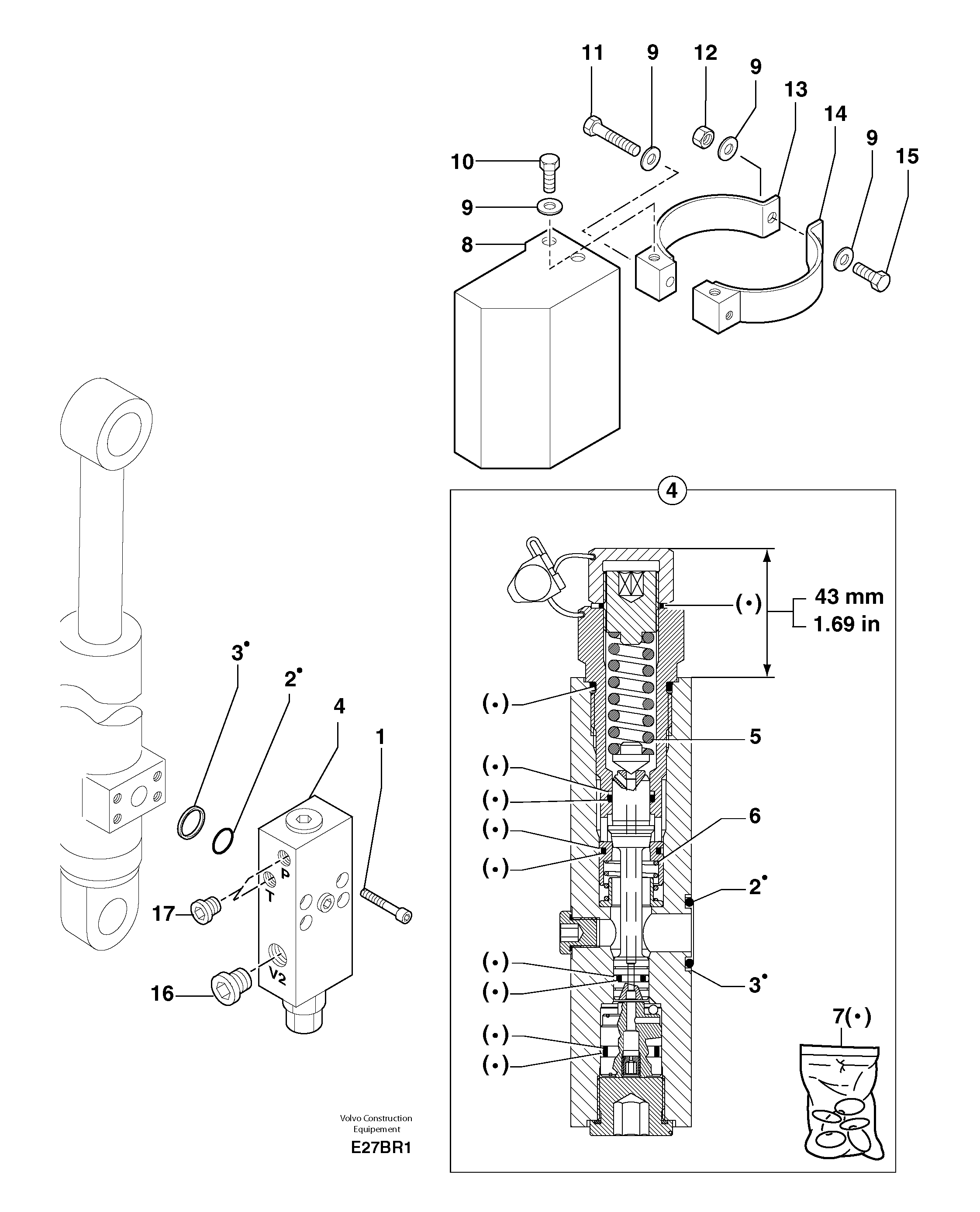 Схема запчастей Volvo EC50 - 12187 Safety valve ( boom cylinder ) EC50 TYPE 247