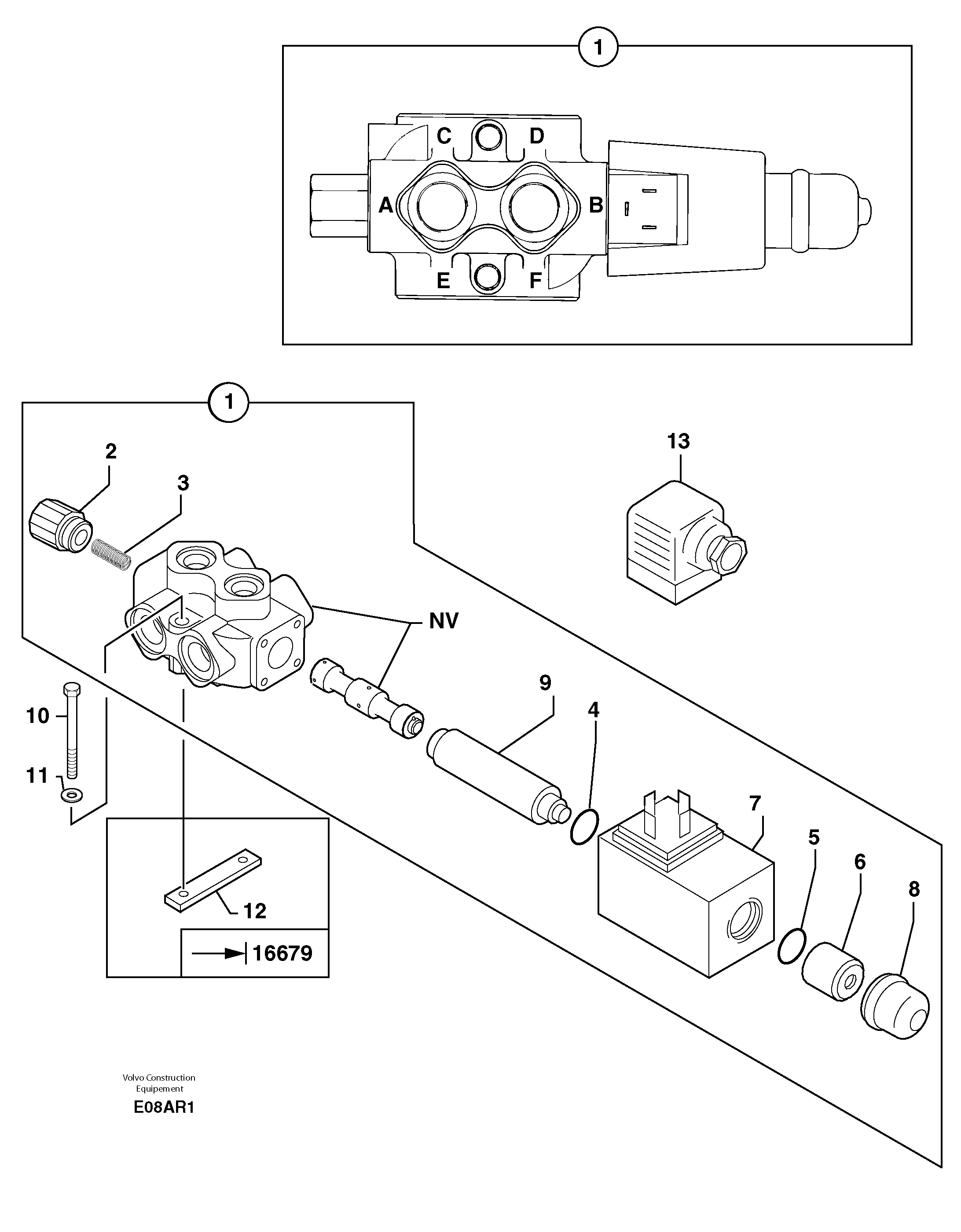 Схема запчастей Volvo EC50 - 12194 Slewing-offset selector switch ( for valve ) EC50 TYPE 247