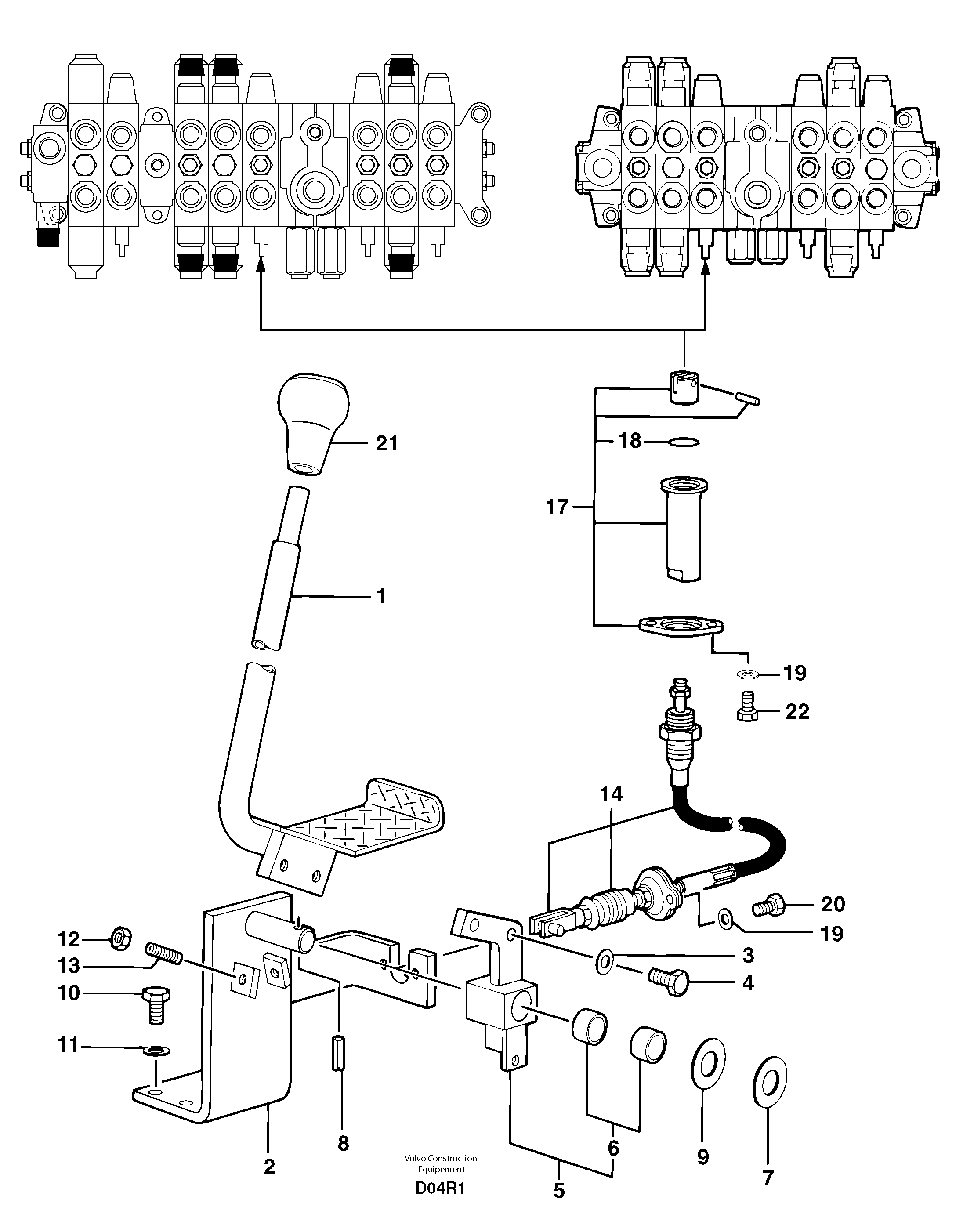 Схема запчастей Volvo EC50 - 12196 Control lever : travelling ( left ) EC50 TYPE 247