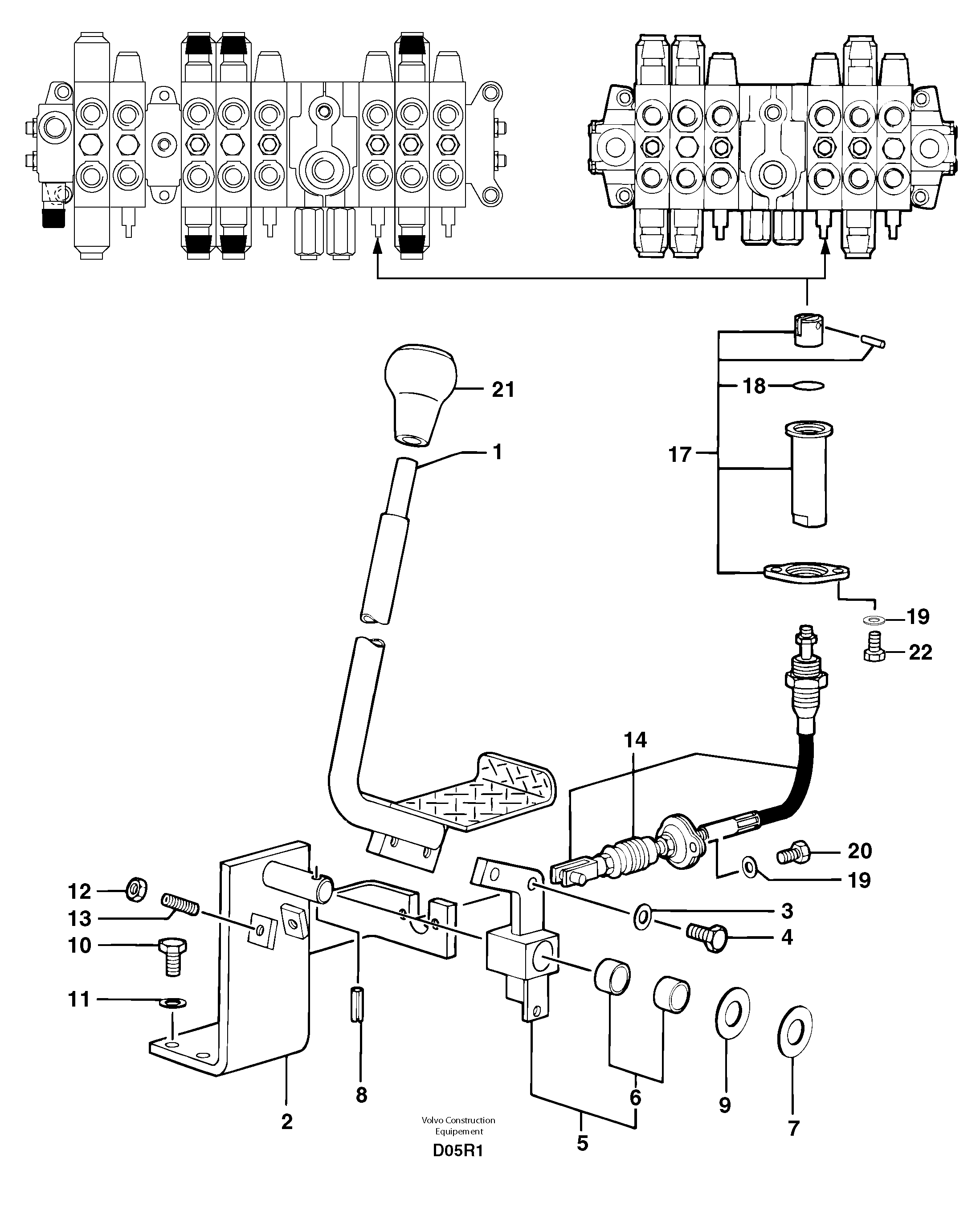 Схема запчастей Volvo EC50 - 12197 Control lever : travelling ( right ) EC50 TYPE 247