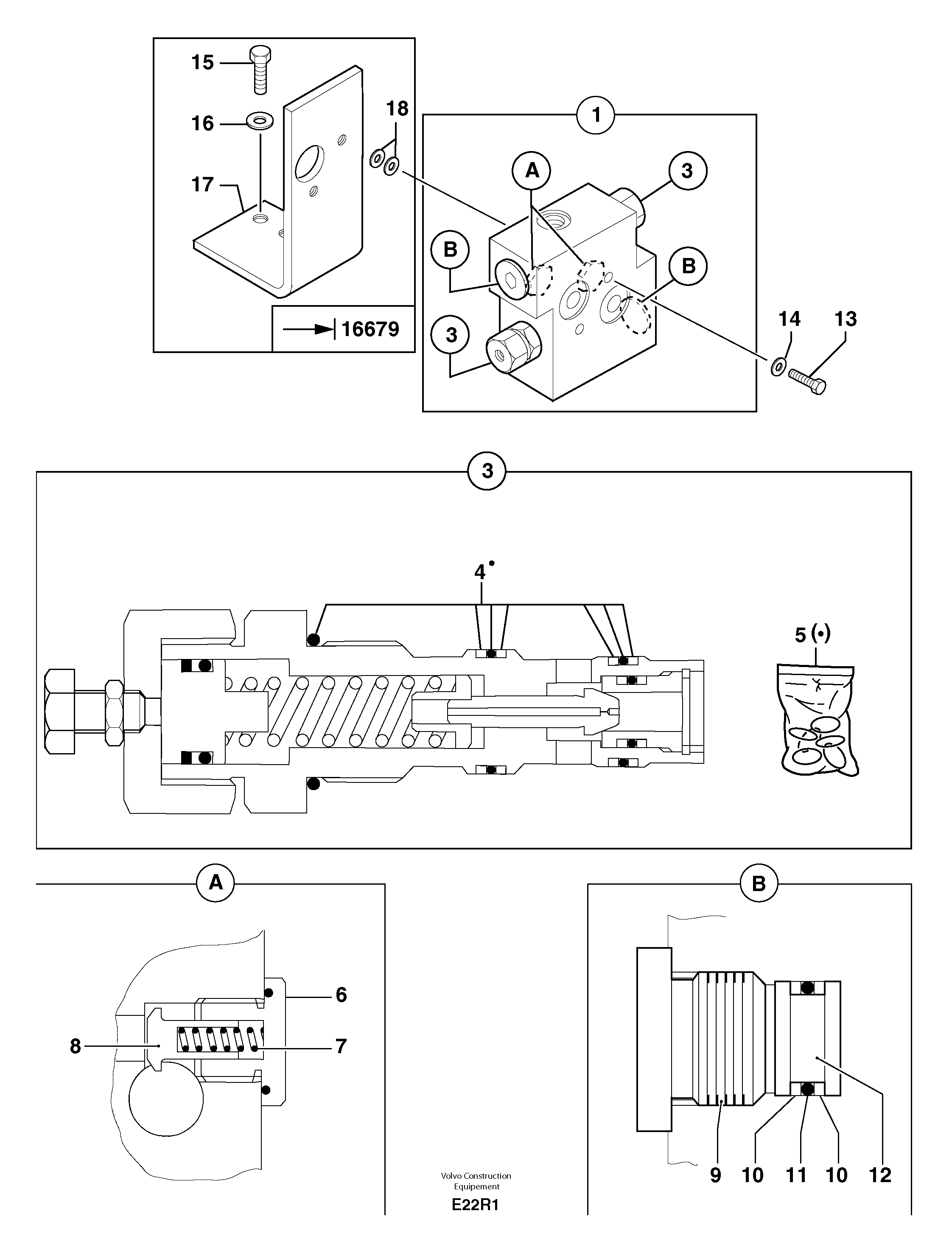 Схема запчастей Volvo EC50 - 33175 Pressure relief valve ( slewing ) EC50 TYPE 247