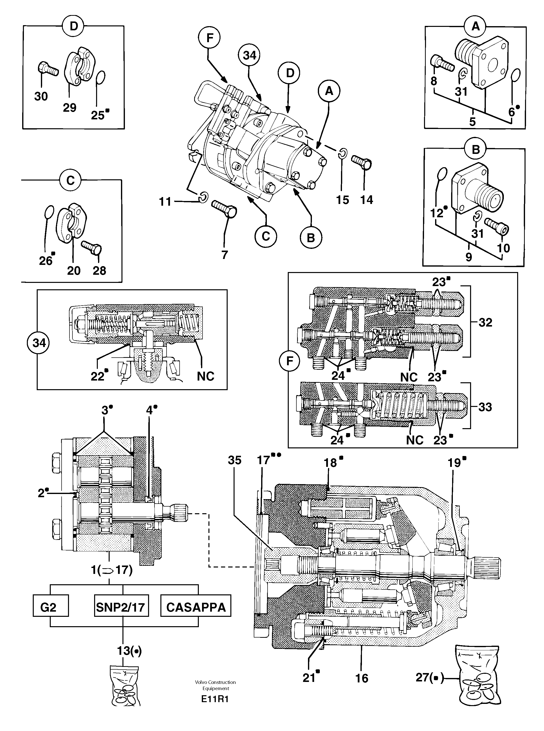 Схема запчастей Volvo EC50 - 15265 Гидронасос (основной насос) EC50 TYPE 247