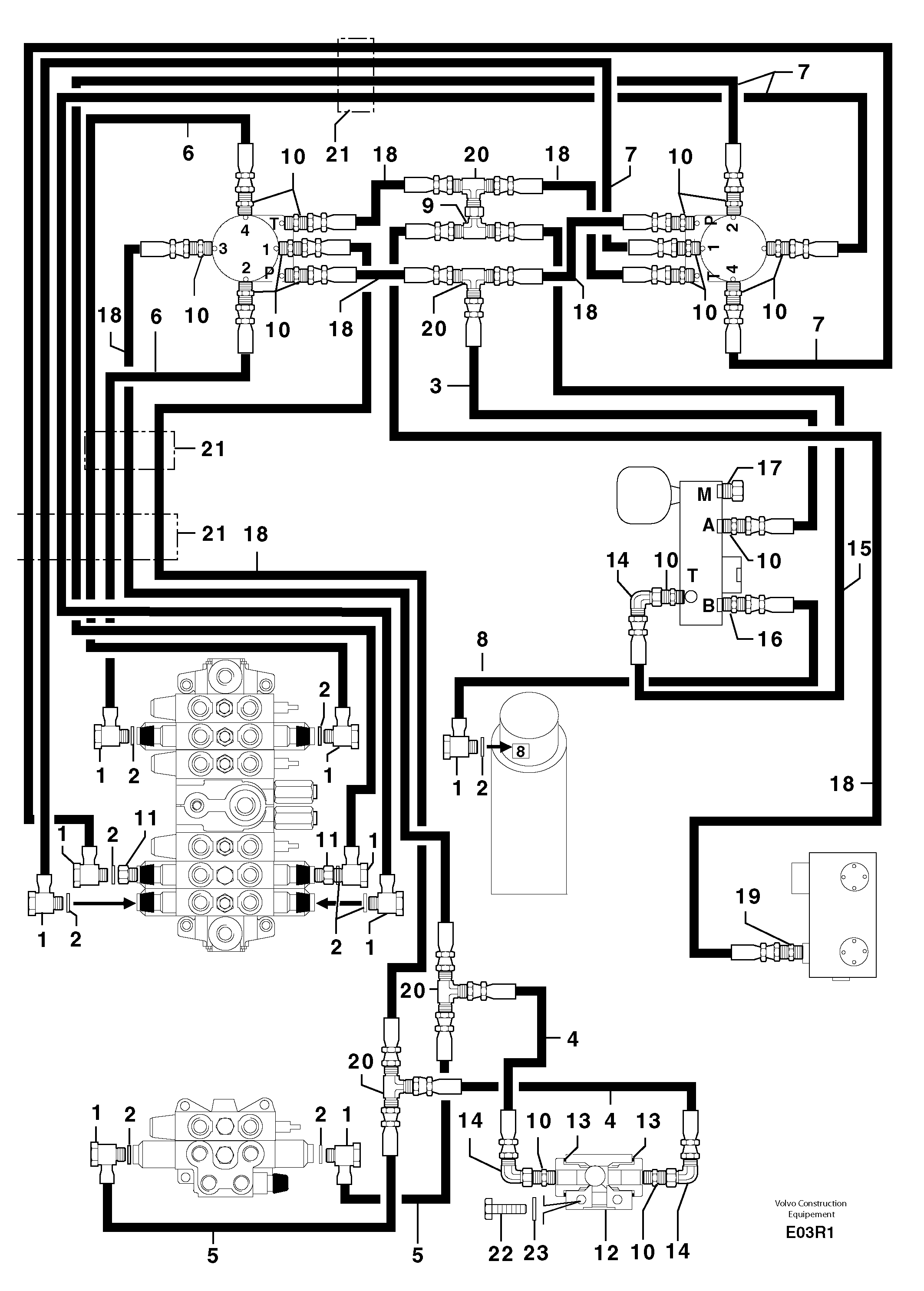 Схема запчастей Volvo EC50 - 94173 Hydr. circuit ( controls attachment ) EC50 TYPE 247