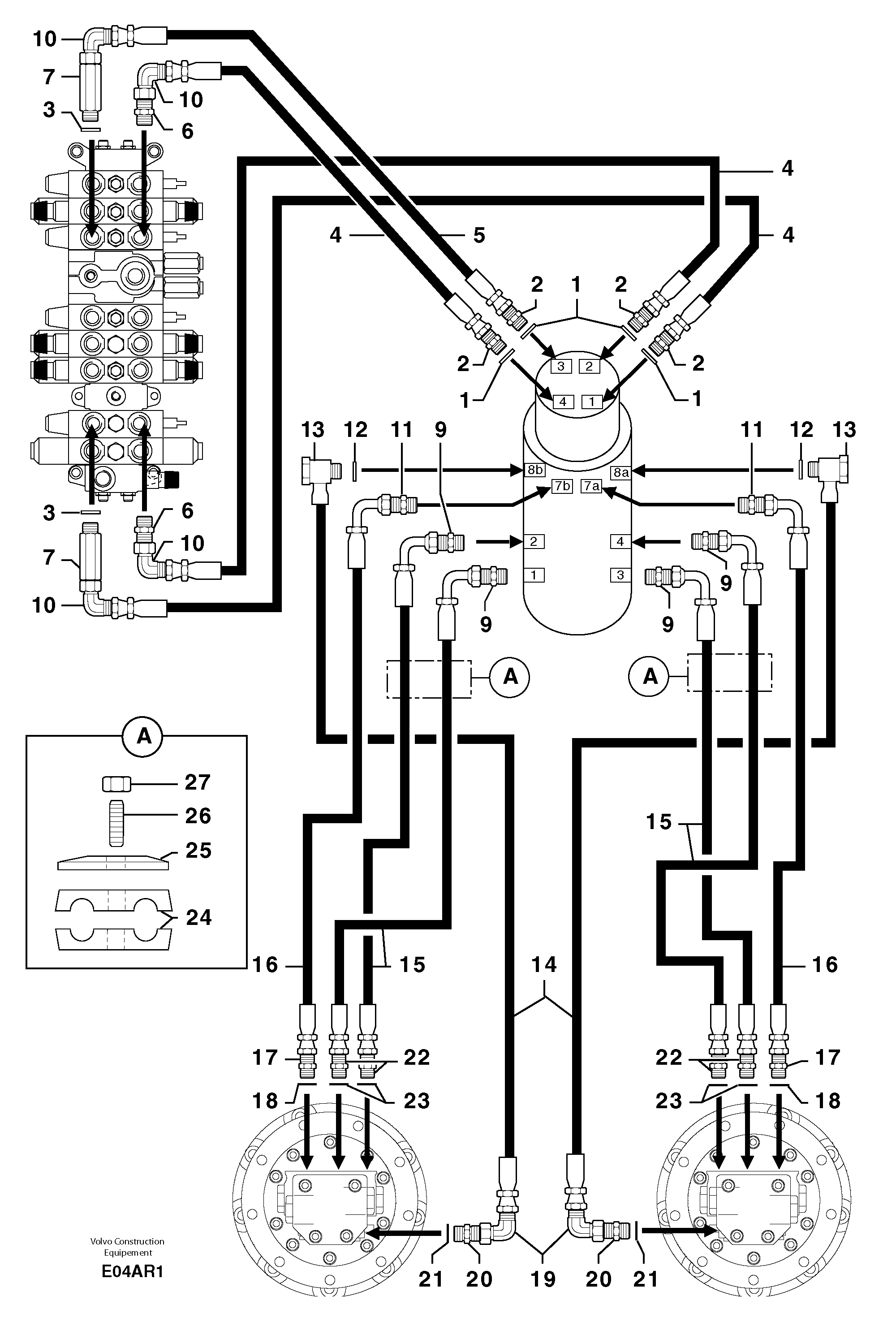 Схема запчастей Volvo EC50 - 101851 Hydr. circuit. ( travelling ) EC50 TYPE 247