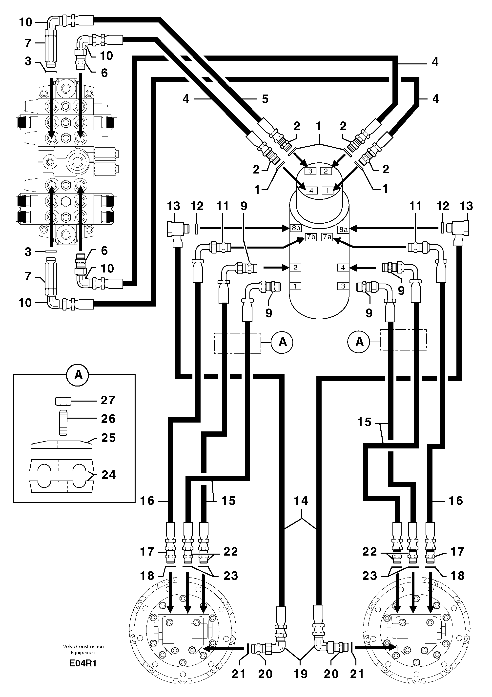 Схема запчастей Volvo EC50 - 102434 Hydr. circuit. ( travelling ) EC50 TYPE 247
