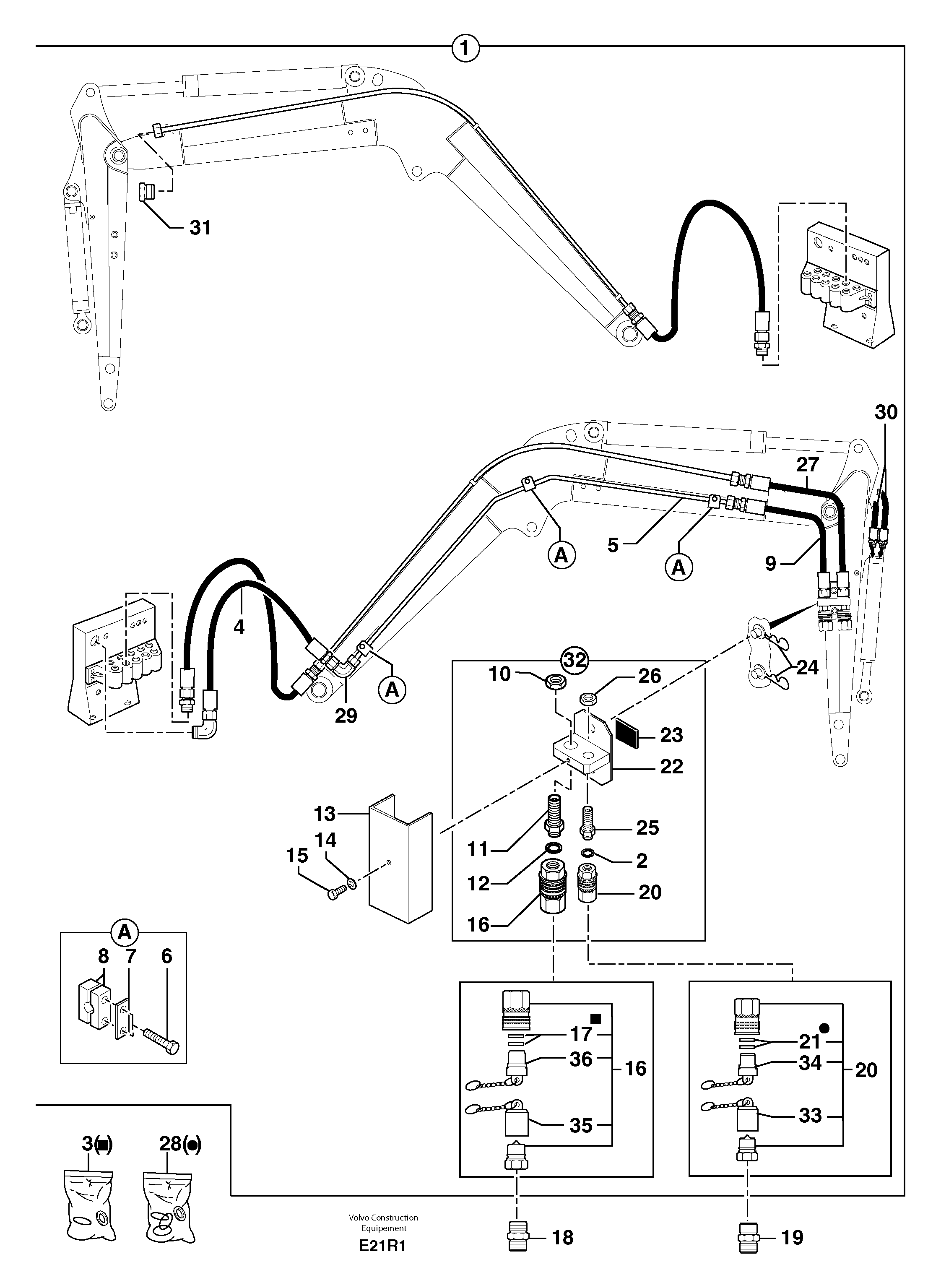 Схема запчастей Volvo EC50 - 104572 Hydraulic circuit ( accessories - 75 l/min ) EC50 TYPE 247
