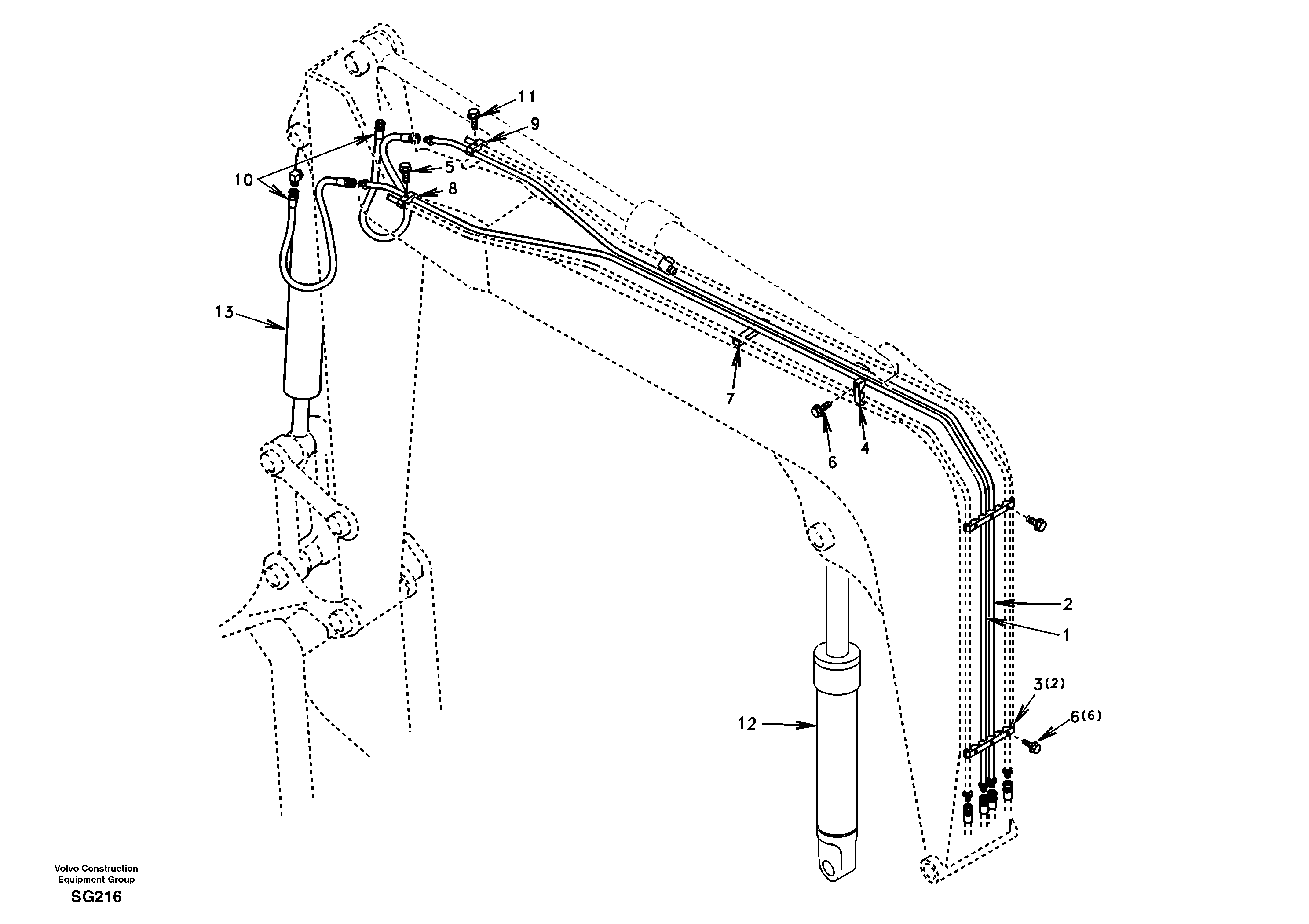 Схема запчастей Volvo EC55 - 40894 Working hydraulic, boom EC55 SER NO 3001 -