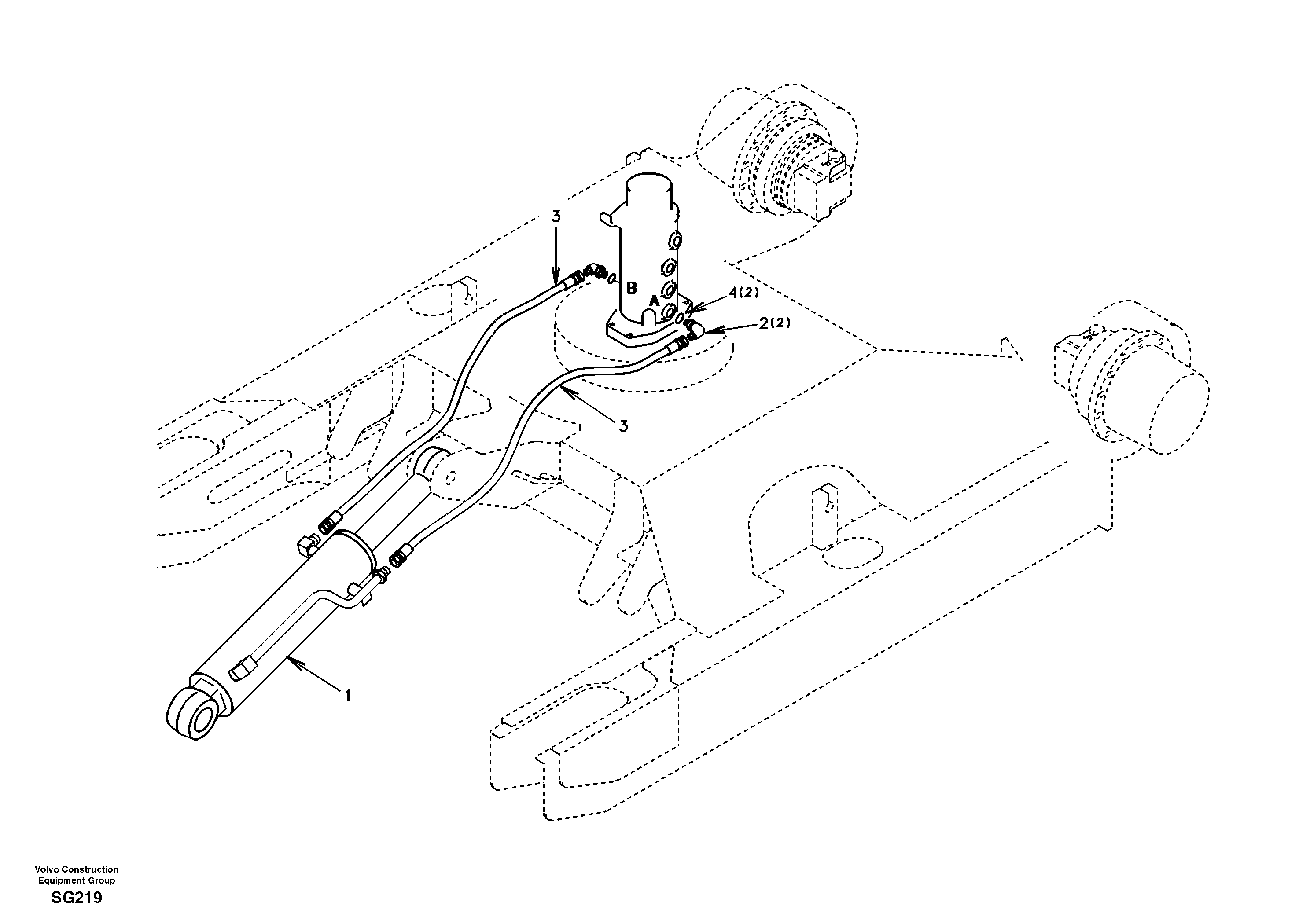 Схема запчастей Volvo EC55 - 40896 Working hydraulic, dozer blade EC55 SER NO 3001 -