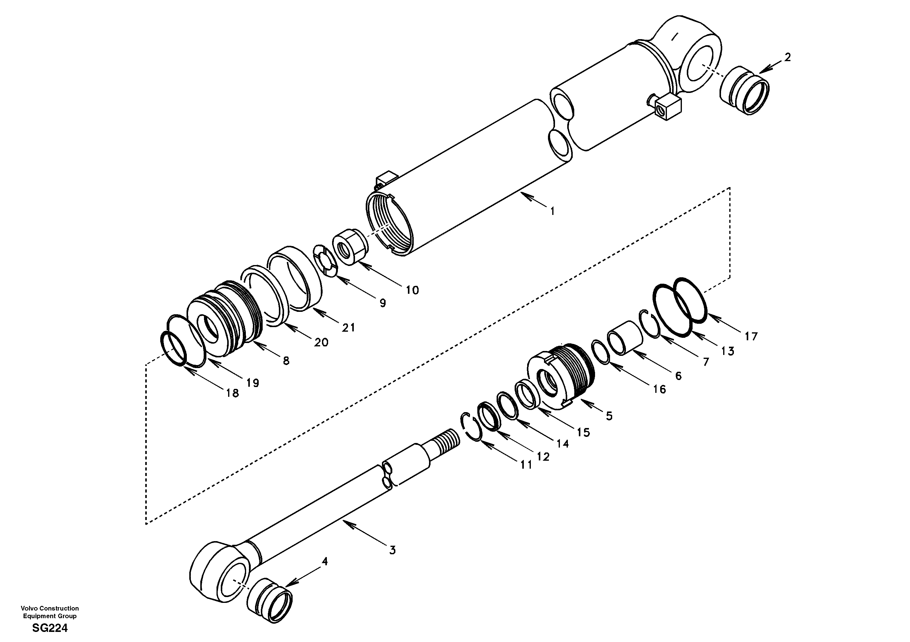 Схема запчастей Volvo EC55 - 54890 Гидроцилиндр отвала EC55 SER NO 3001 -