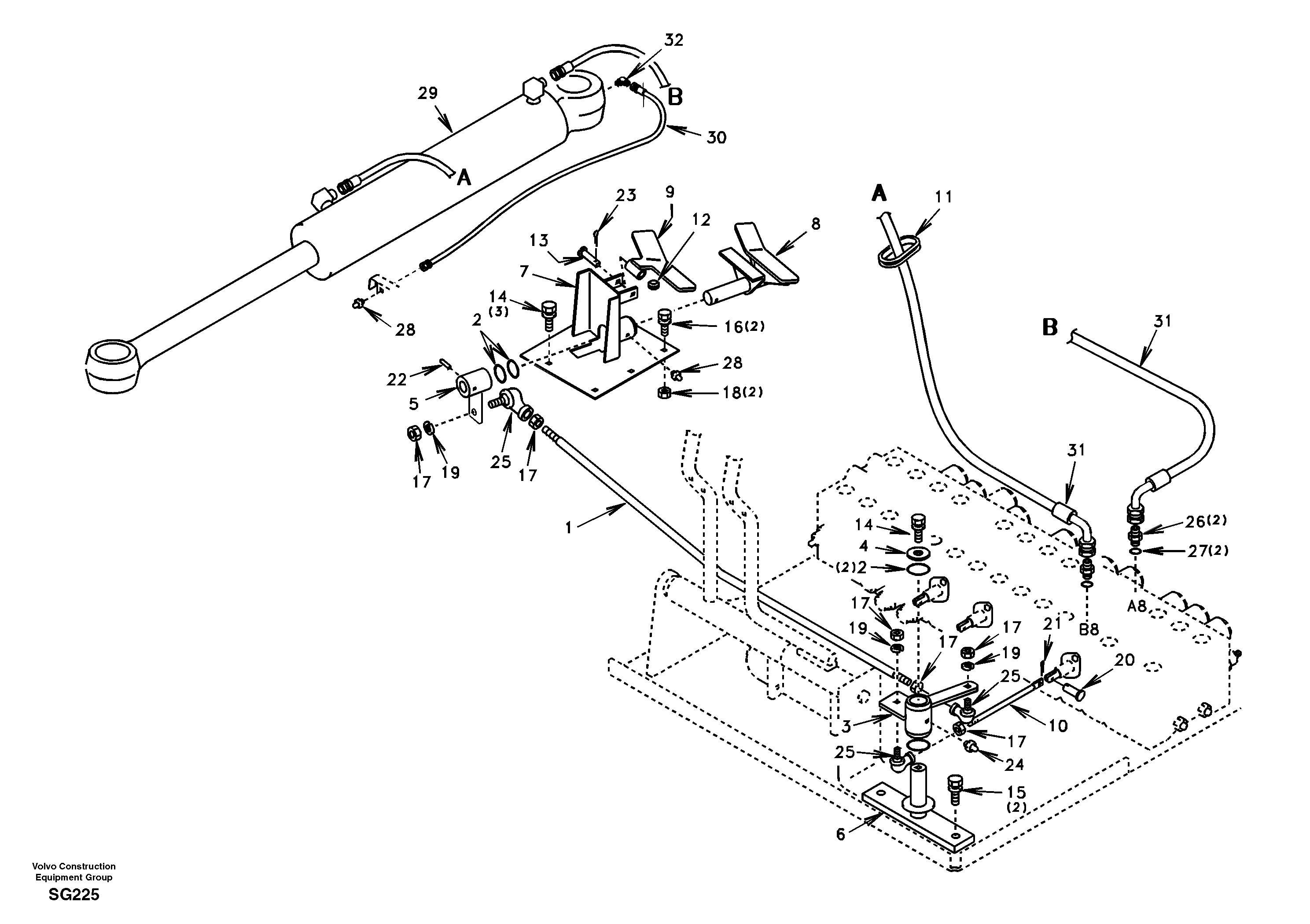Схема запчастей Volvo EC55 - 93951 Boom swing system EC55 SER NO 3001 -