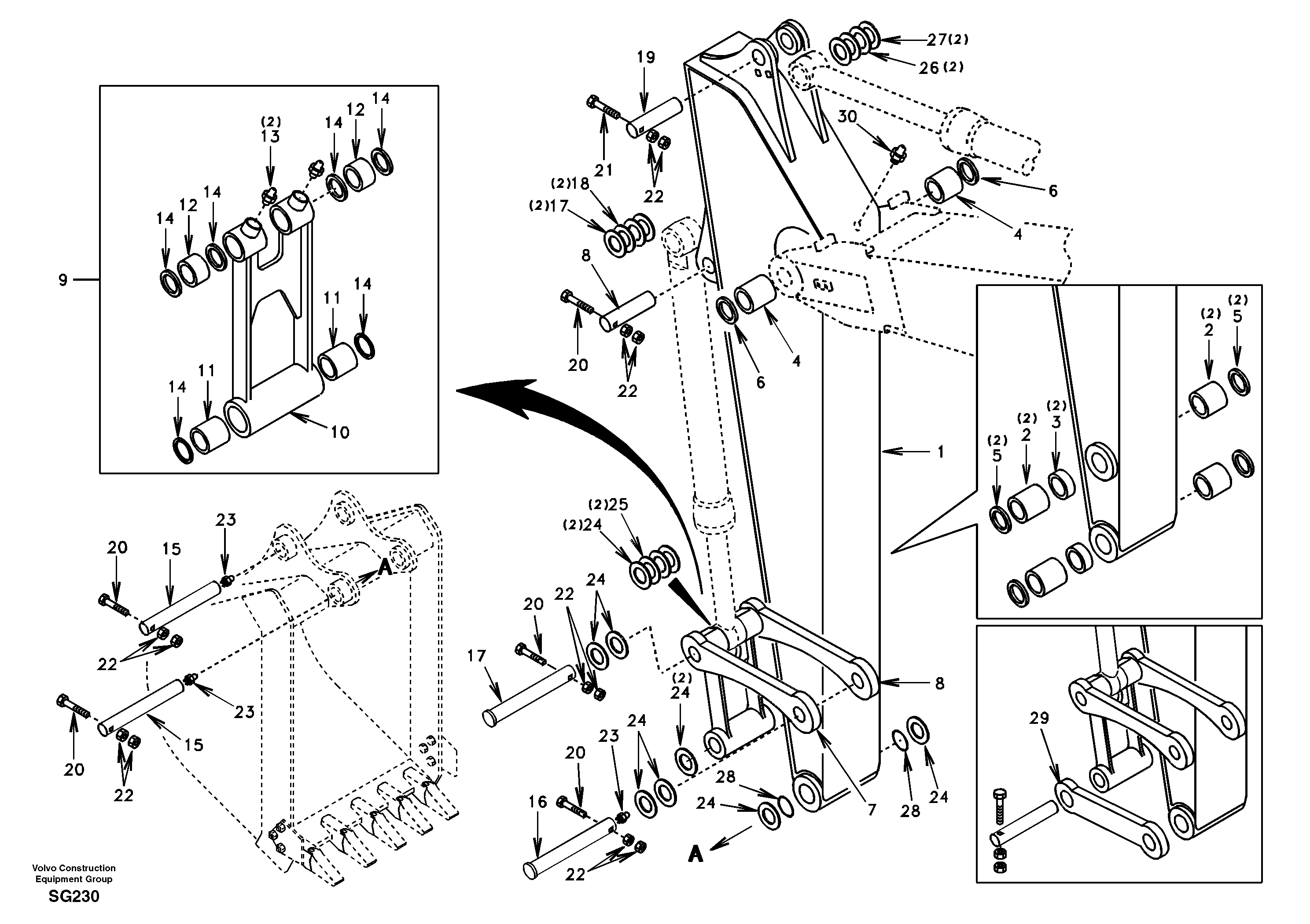 Схема запчастей Volvo EC55 - 39572 Links to dipper arm EC55 SER NO 3001 -
