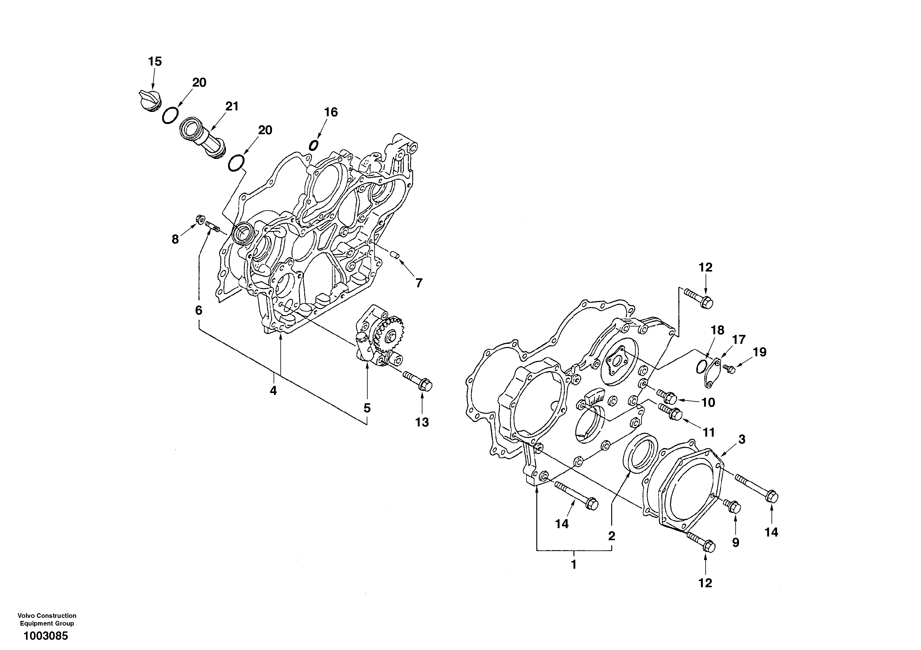 Схема запчастей Volvo EC55 - 48525 Timing gear casing EC55 SER NO 5001-