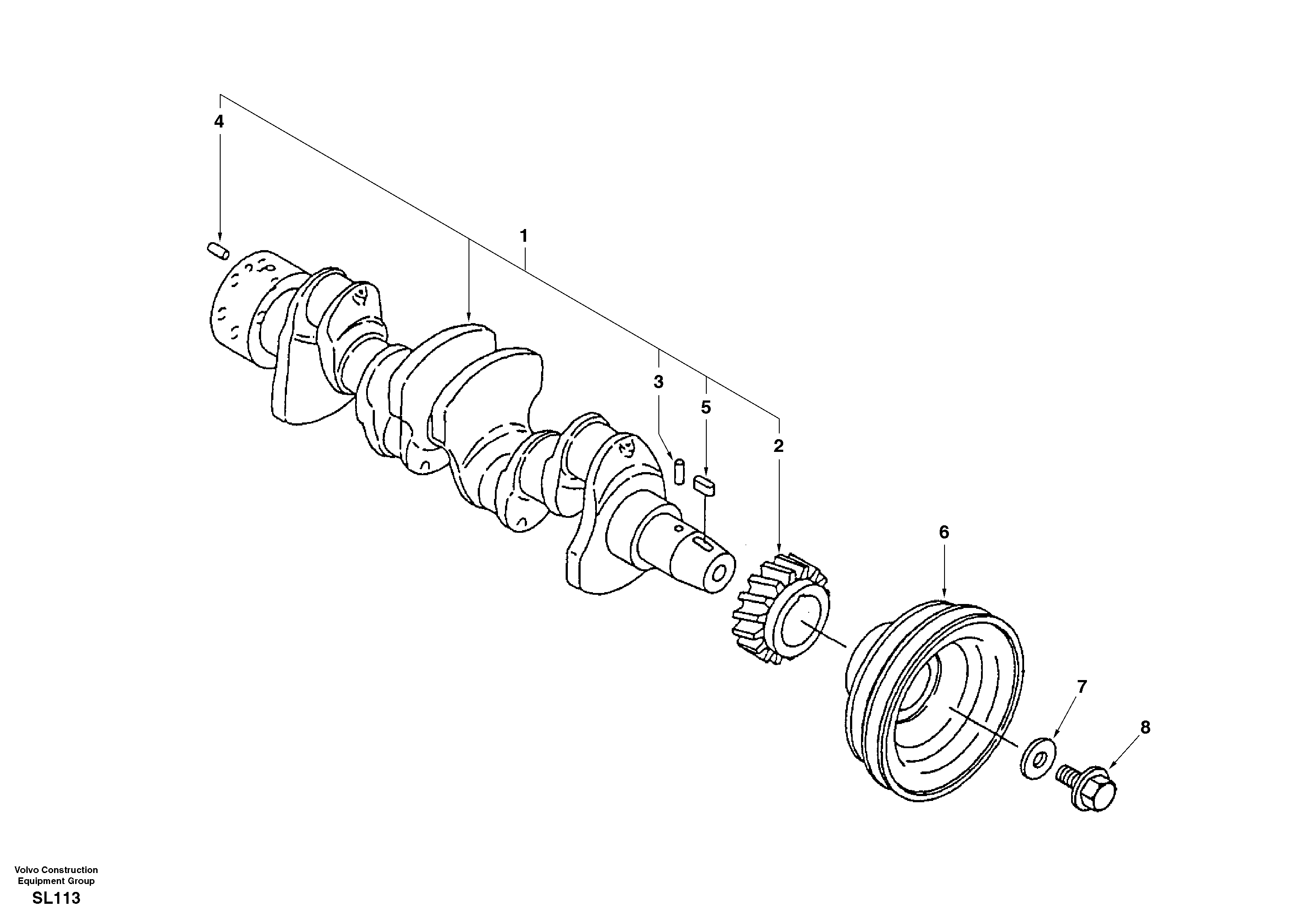 Схема запчастей Volvo EC55 - 60302 Коленчатый вал (коленвал) EC55 SER NO 5001-