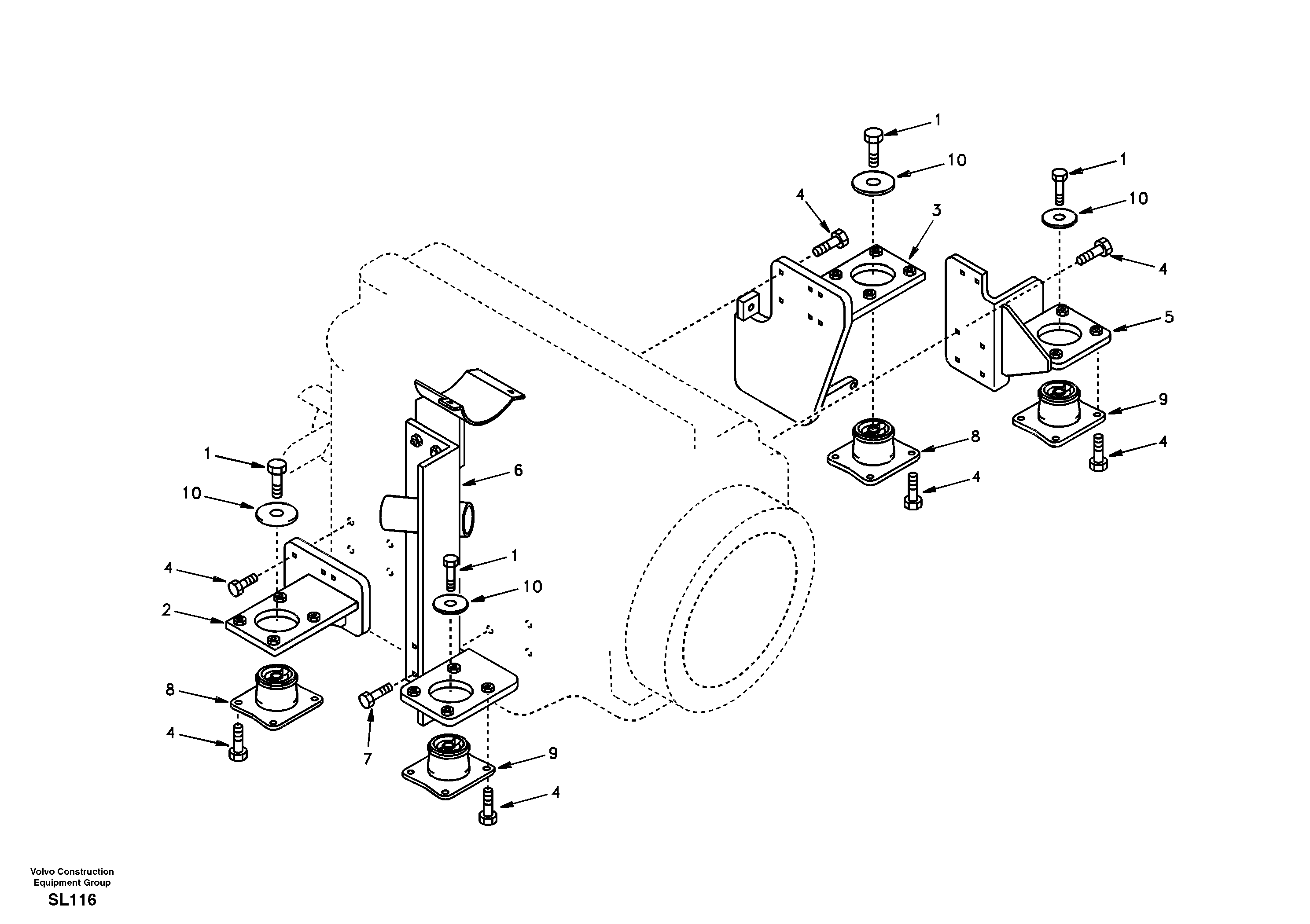 Схема запчастей Volvo EC55 - 41704 Engine mount EC55 SER NO 5001-