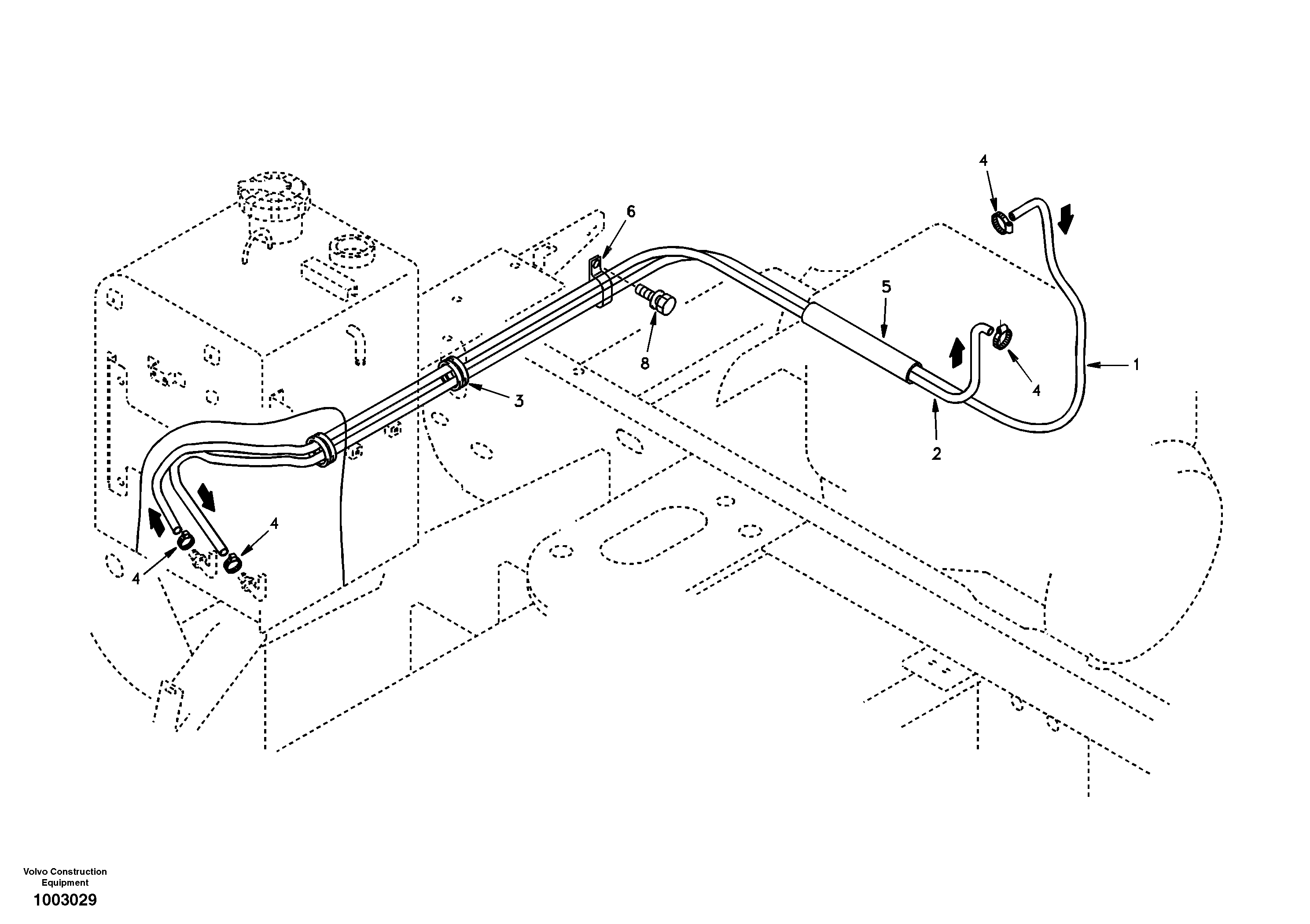 Схема запчастей Volvo EC55 - 447 Fuel pipe - Fuel tank EC55 SER NO 5001-