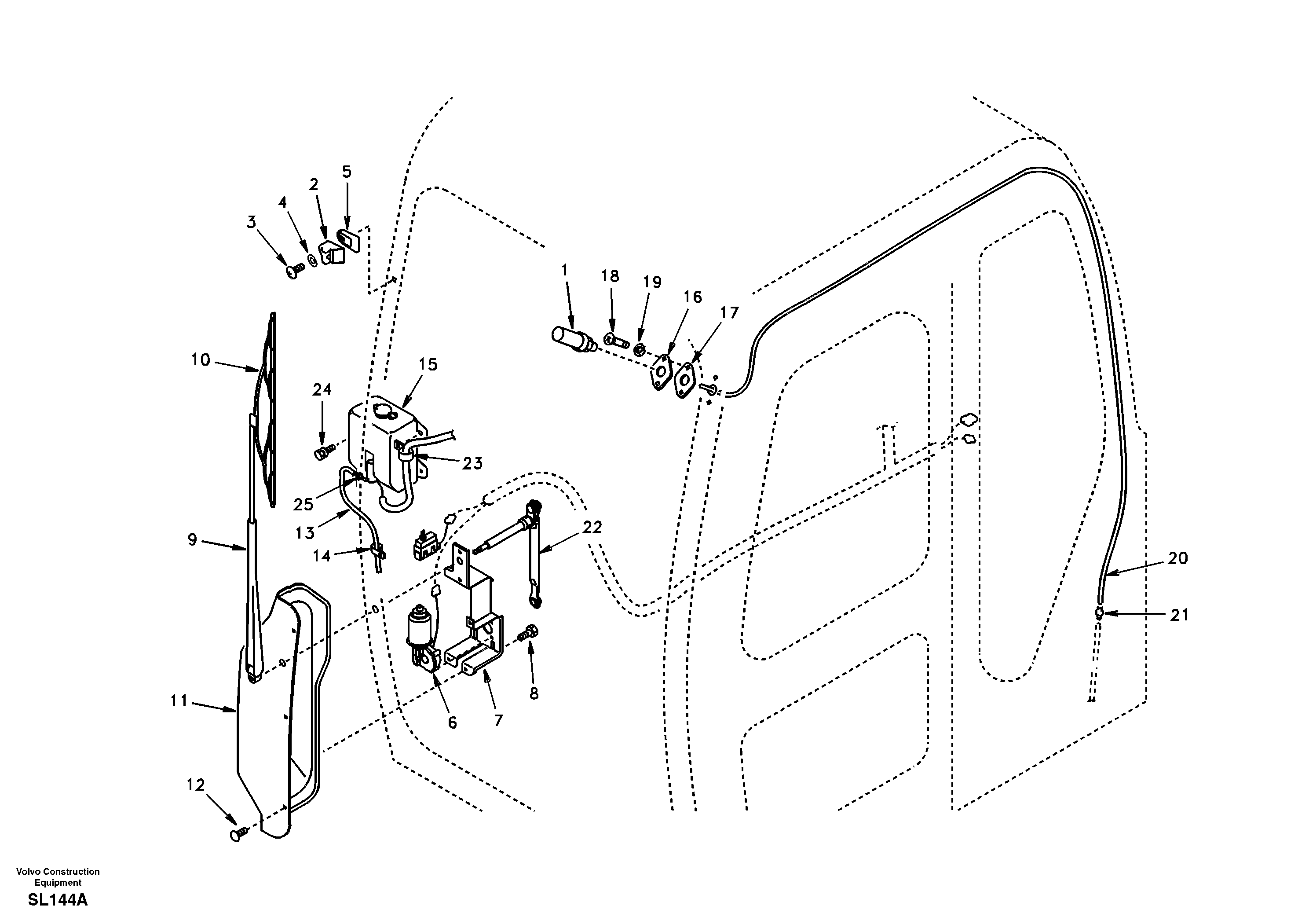 Схема запчастей Volvo EC55 - 32144 Стеклоочиститель лобового стекла (ветрового) EC55 SER NO 5001-