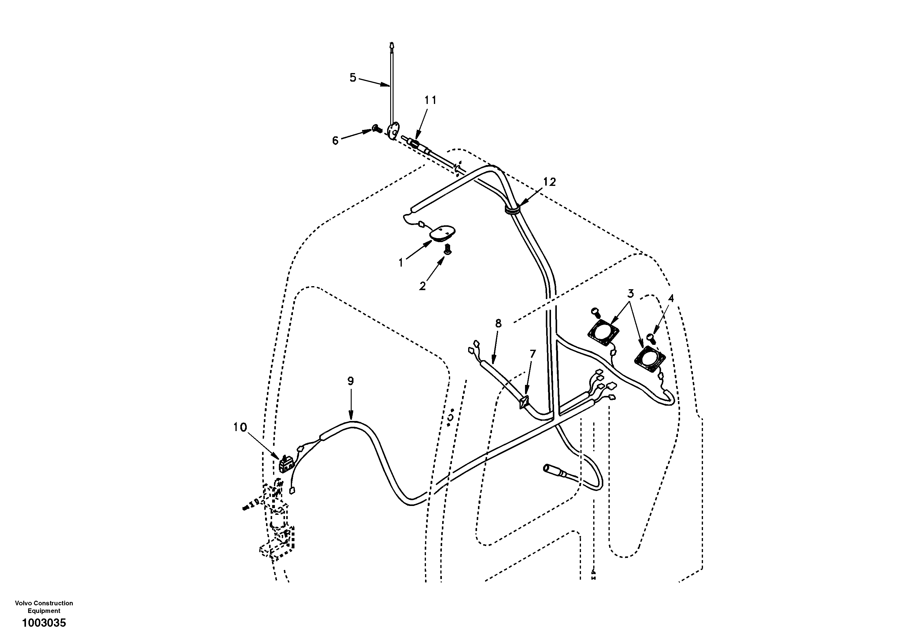 Схема запчастей Volvo EC55 - 106849 Cable harnesses, cab EC55 SER NO 5001-