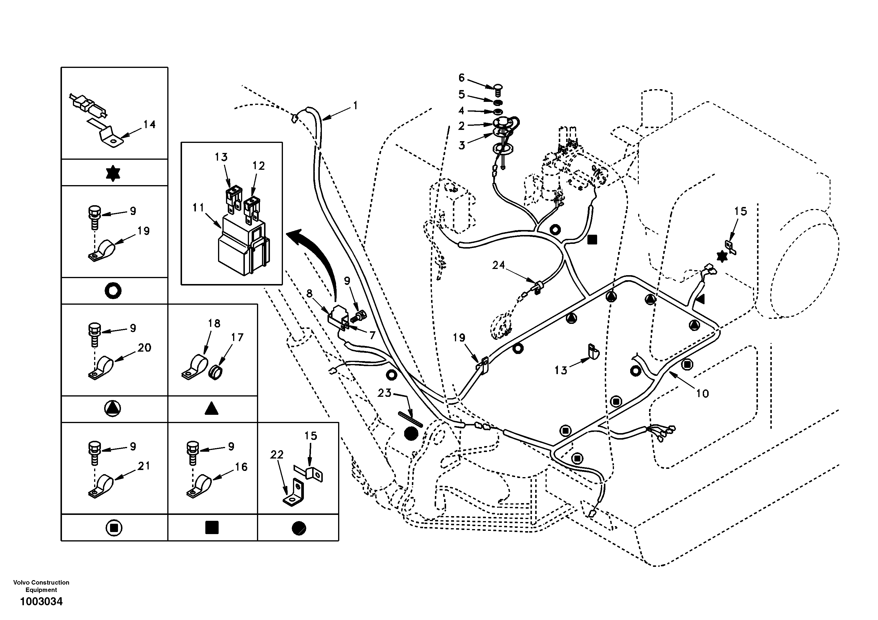 Схема запчастей Volvo EC55 - 54822 Cable and wire harness, main EC55 SER NO 5001-