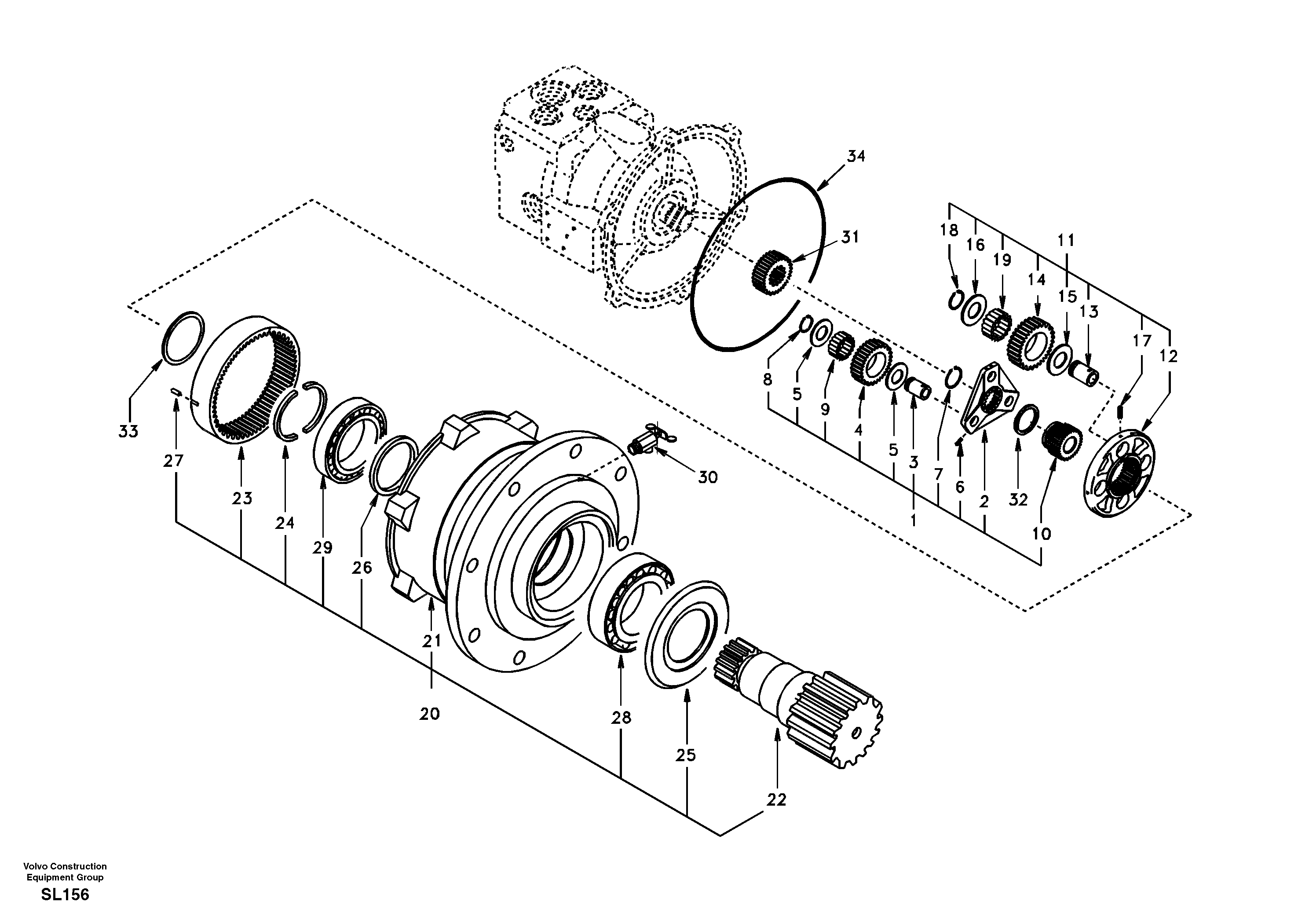 Схема запчастей Volvo EC55 - 28949 Swing gearbox EC55 SER NO 5001-