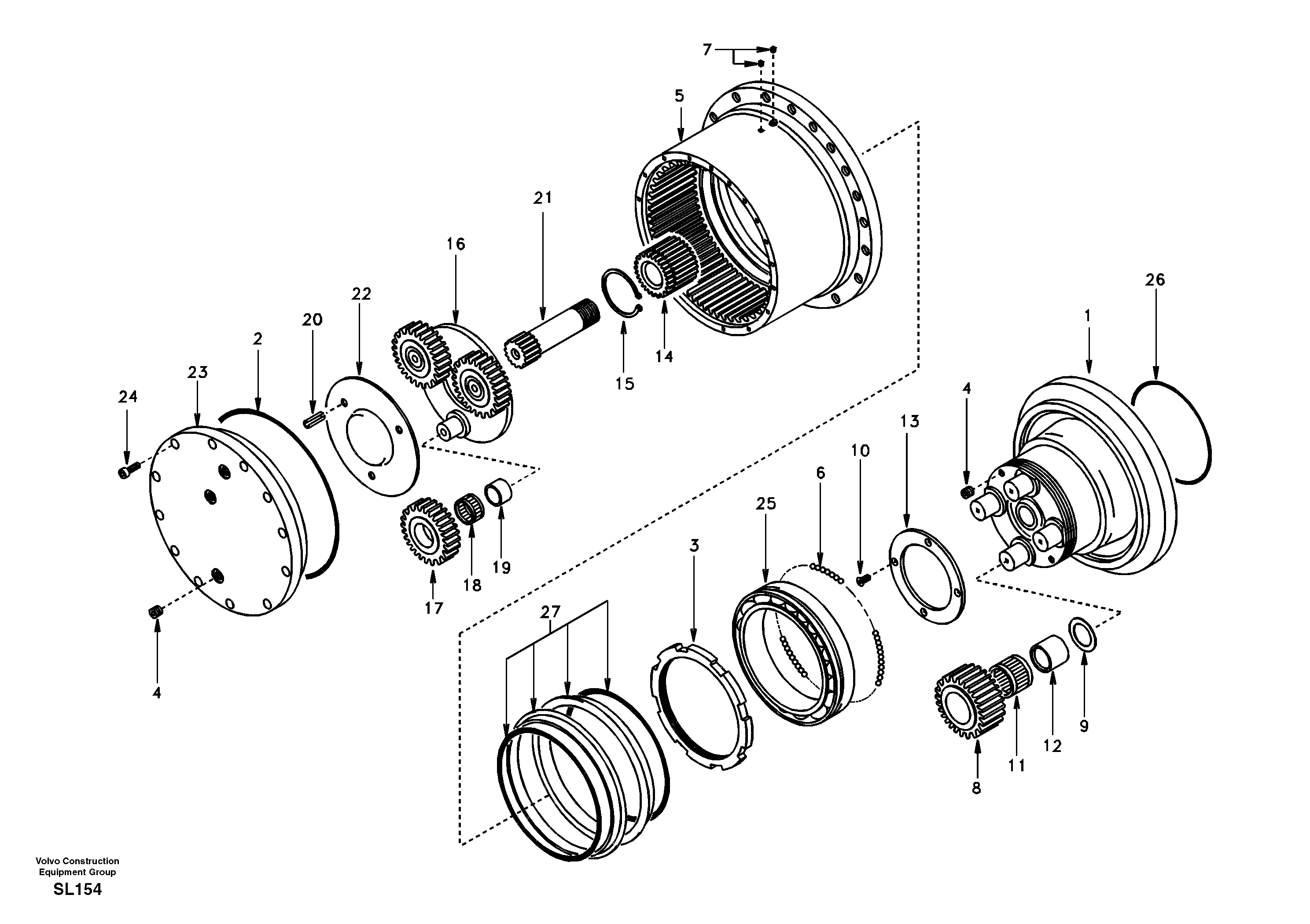 Схема запчастей Volvo EC55 - 95241 Travel gearbox EC55 SER NO 5001-