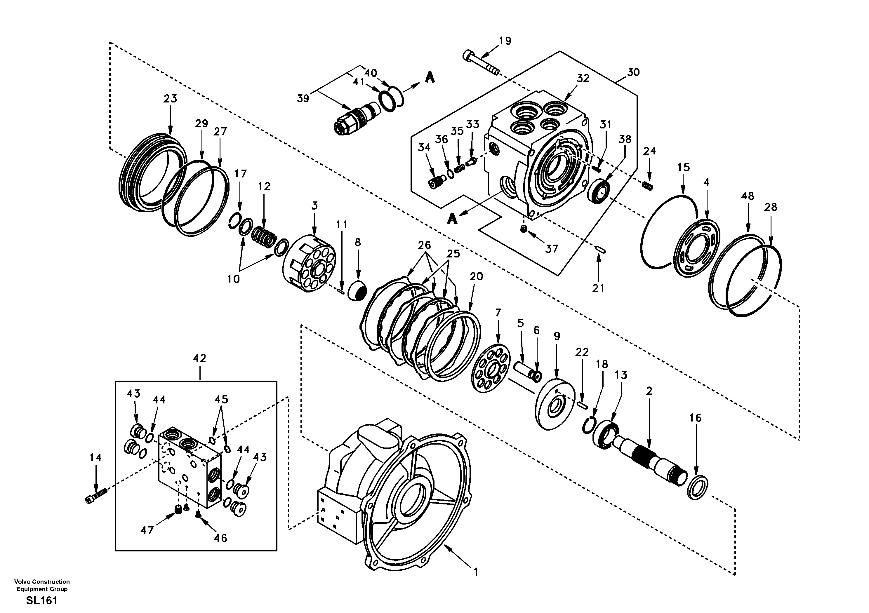 Схема запчастей Volvo EC55 - 18359 Поворотный редуктор (Гидромотор поворота платформы) EC55 SER NO 5001-