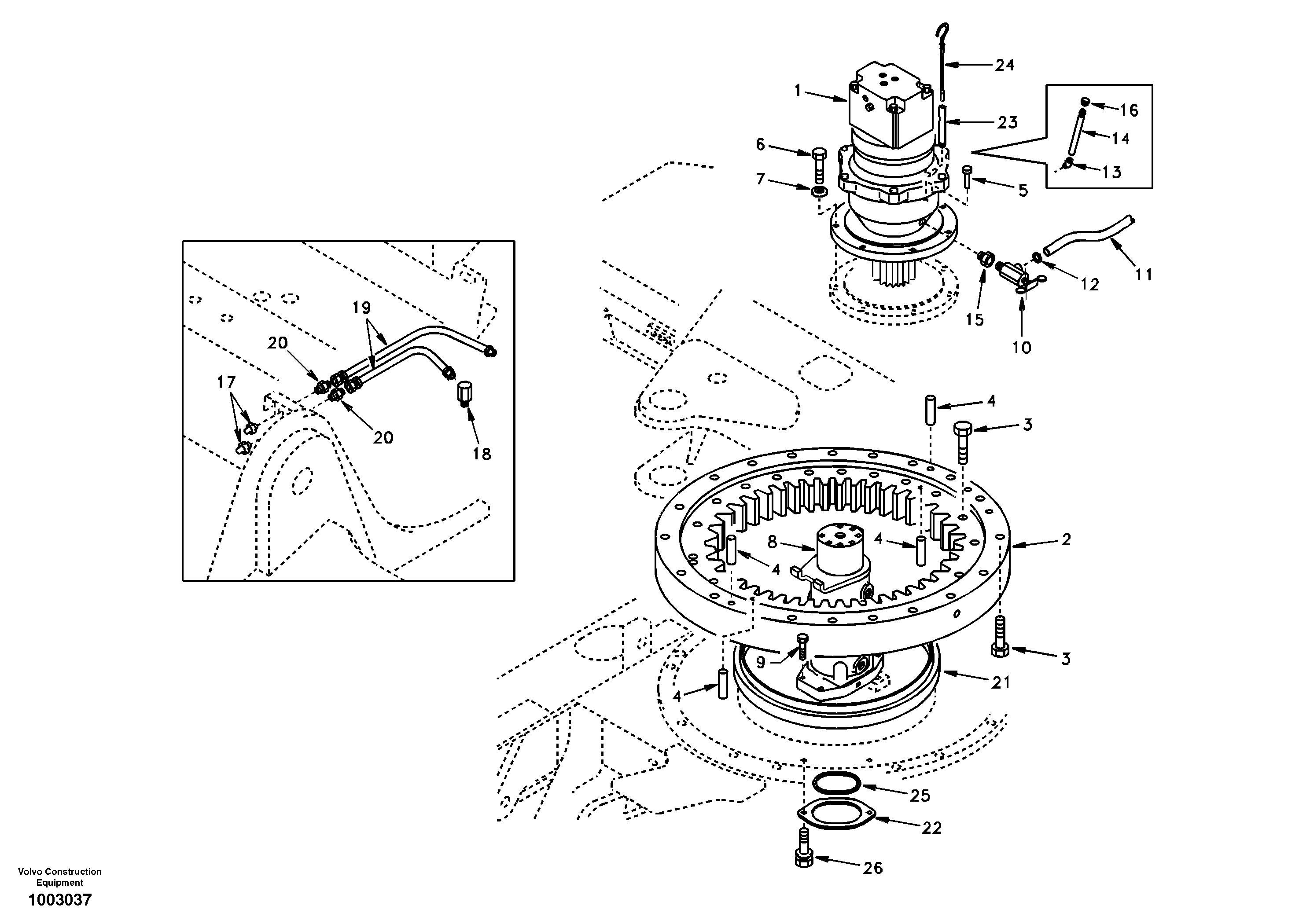 Схема запчастей Volvo EC55 - 7393 Swing system EC55 SER NO 5001-