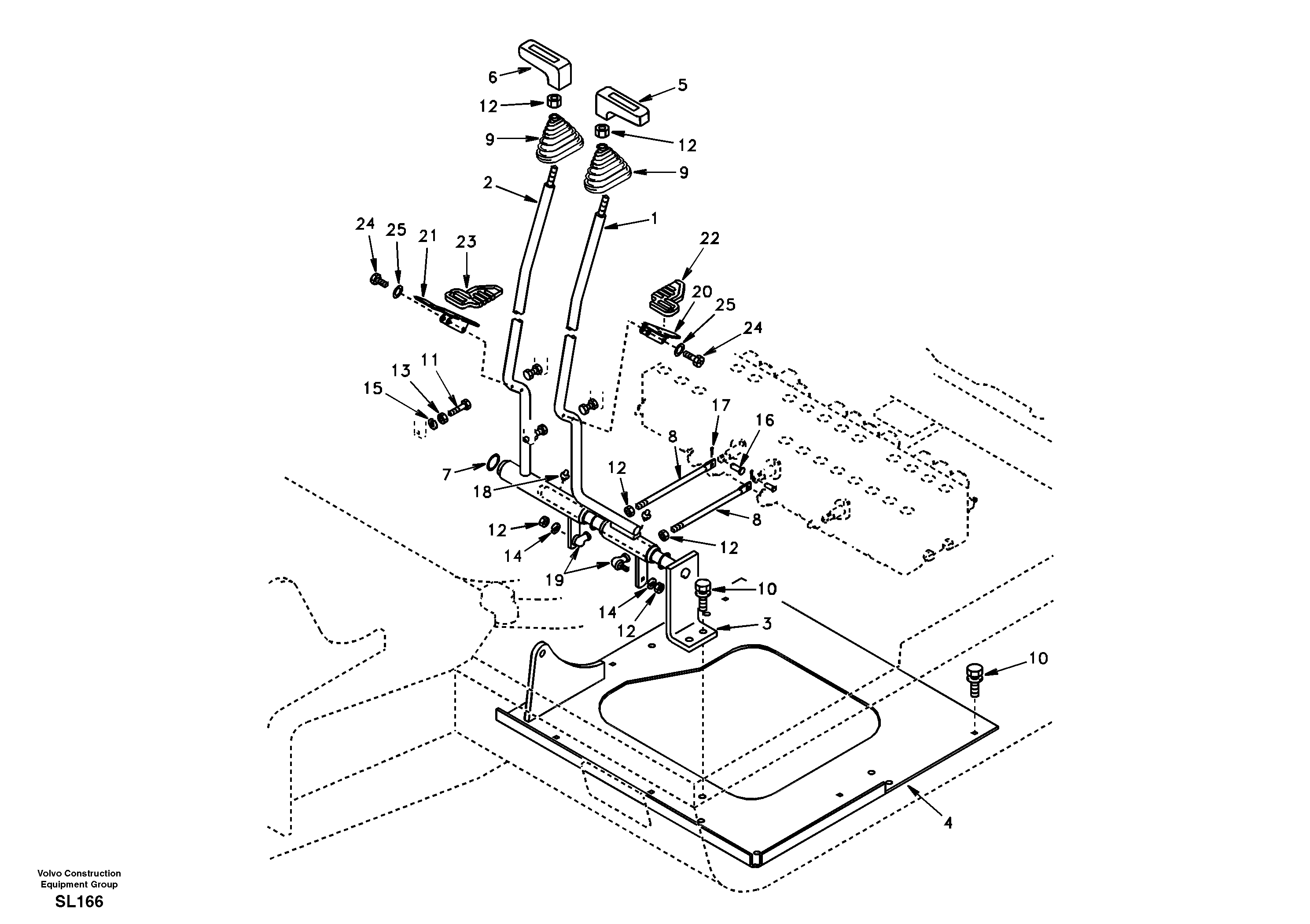 Схема запчастей Volvo EC55 - 33509 Control links, travel EC55 SER NO 5001-