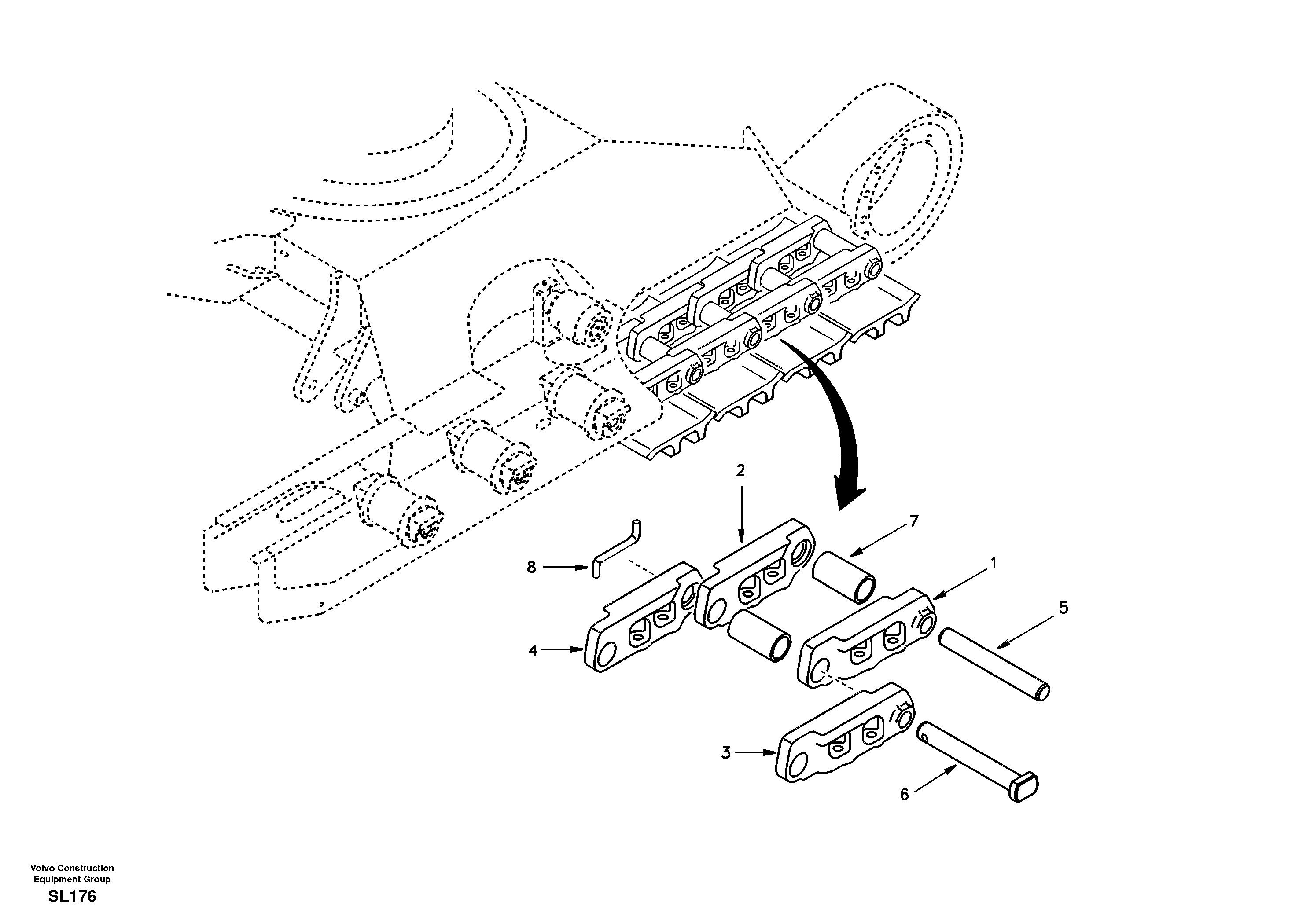 Схема запчастей Volvo EC55 - 36488 Гусеничная цепь EC55 SER NO 5001-