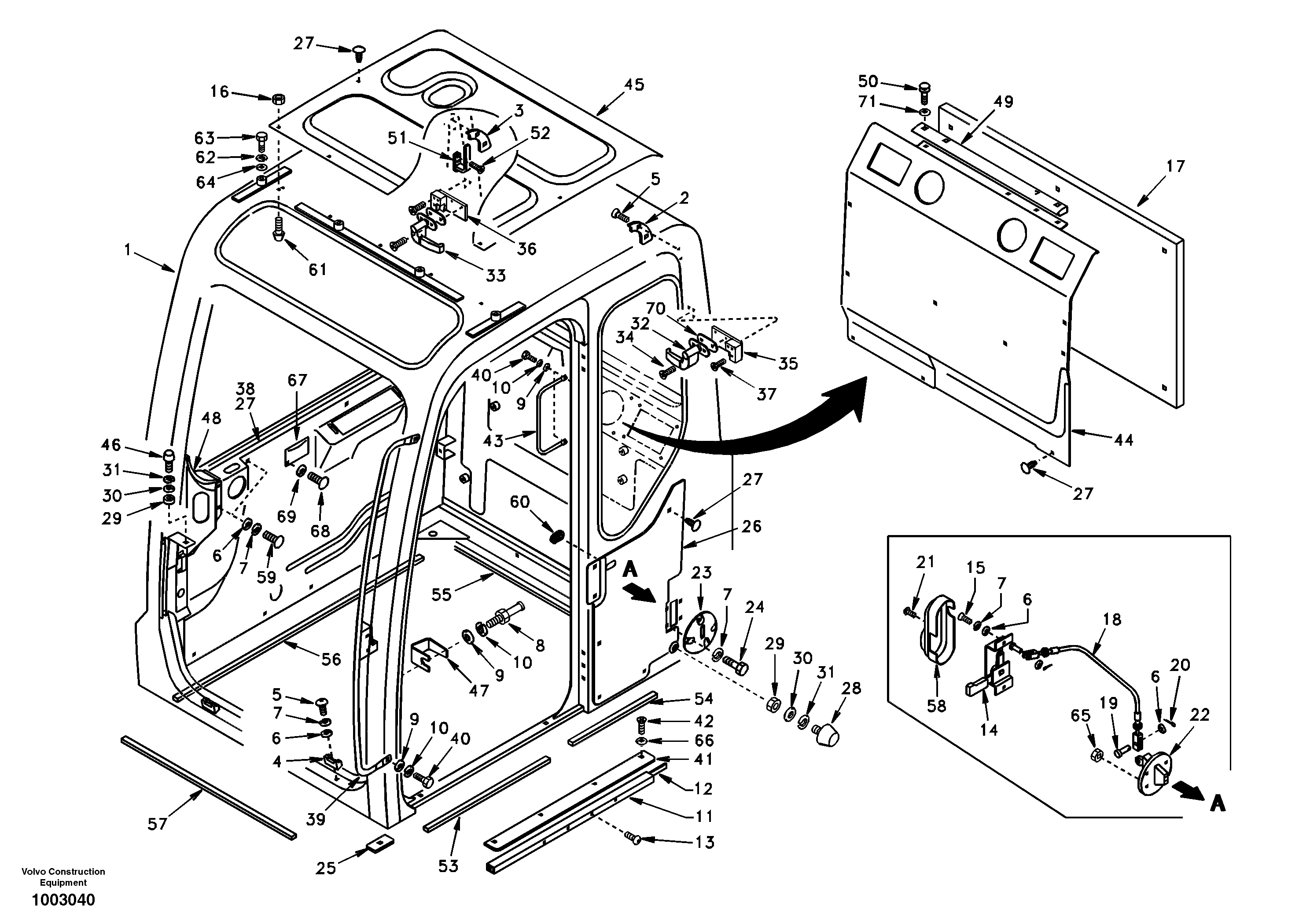 Схема запчастей Volvo EC55 - 13772 Operators cab EC55 SER NO 5001-