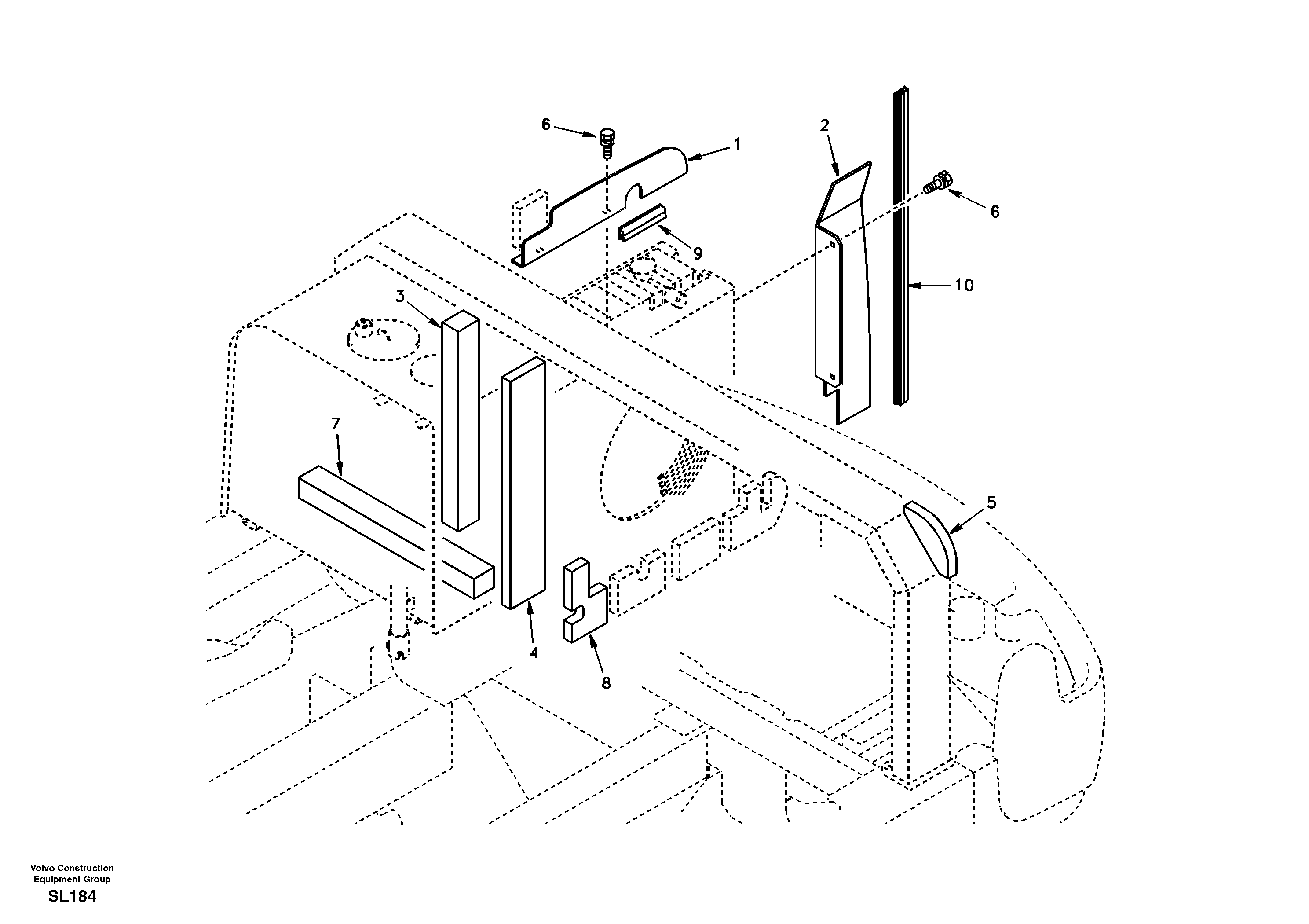 Схема запчастей Volvo EC55 - 30603 Cowl frame, cover and hood EC55 SER NO 5001-