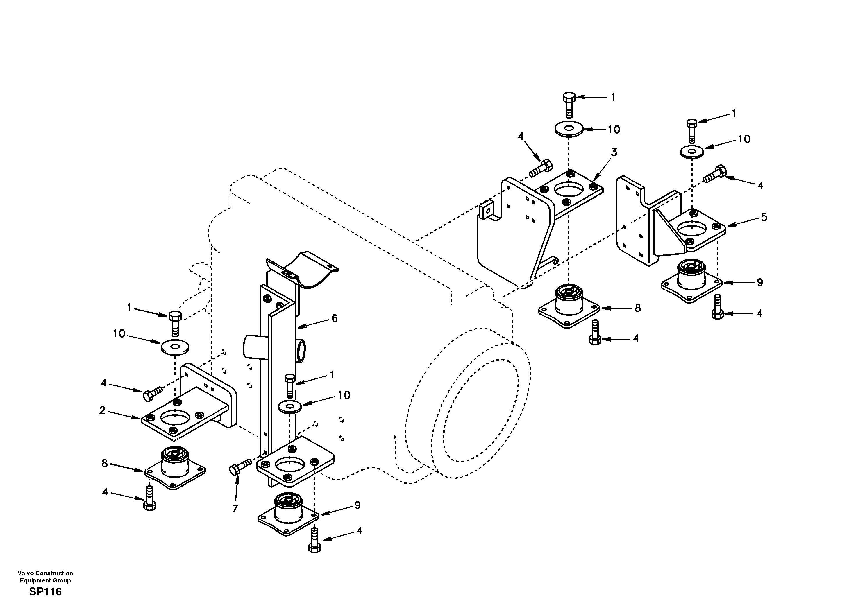 Схема запчастей Volvo EC55 - 41705 Engine mount EC55 SER NO 20001-