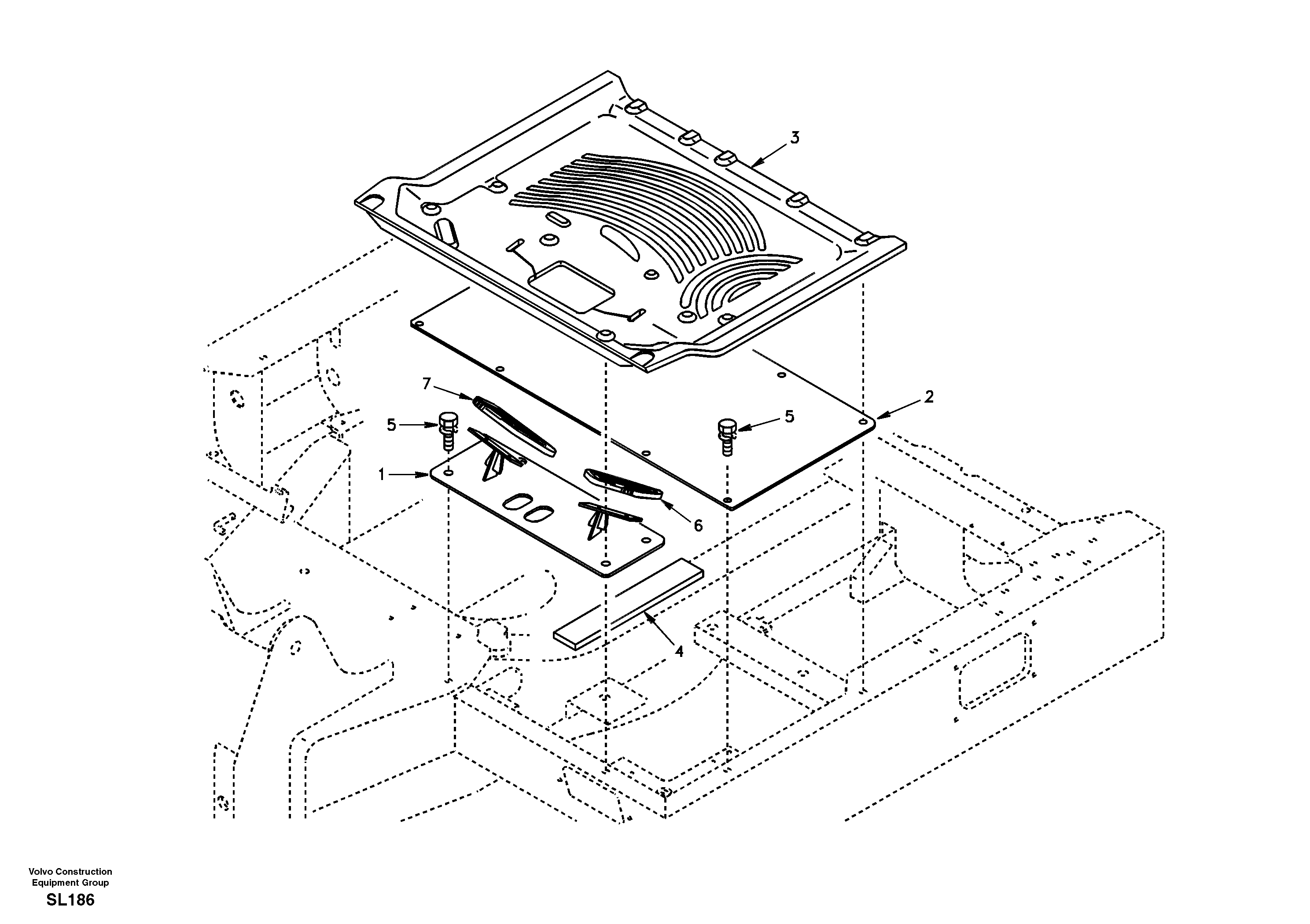 Схема запчастей Volvo EC55 - 16659 Cabin floor EC55 SER NO 5001-