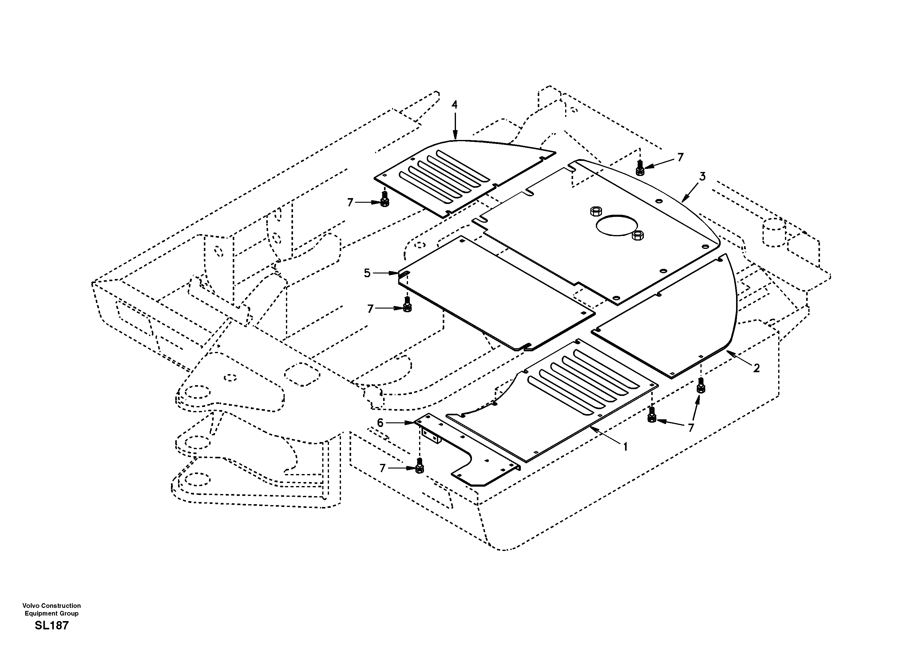 Схема запчастей Volvo EC55 - 16661 Hatches under engine, hydr.pumps, cooler, m.valve and fuel tank EC55 SER NO 5001-