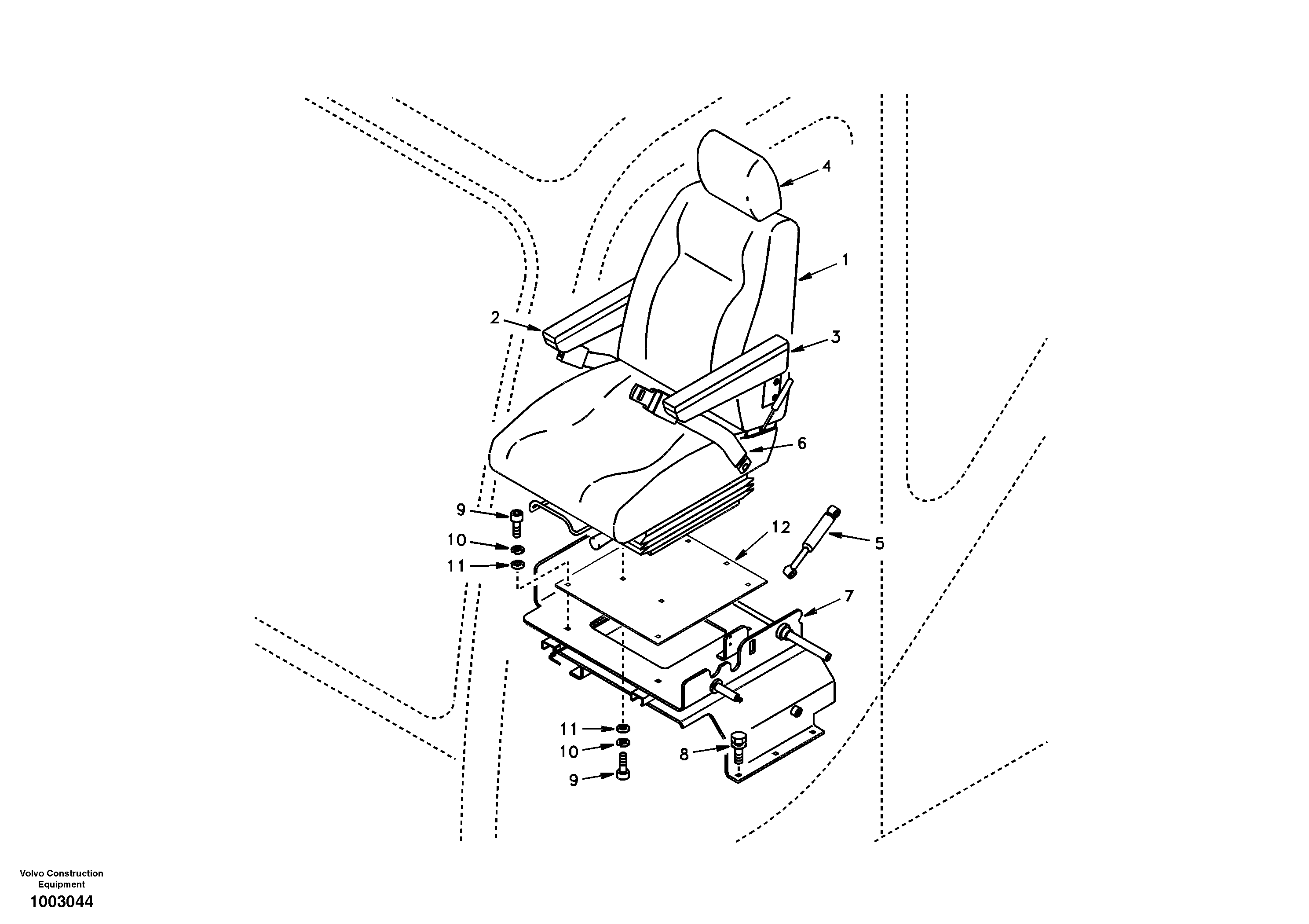 Схема запчастей Volvo EC55 - 41728 Operator seat with fitting parts EC55 SER NO 5001-