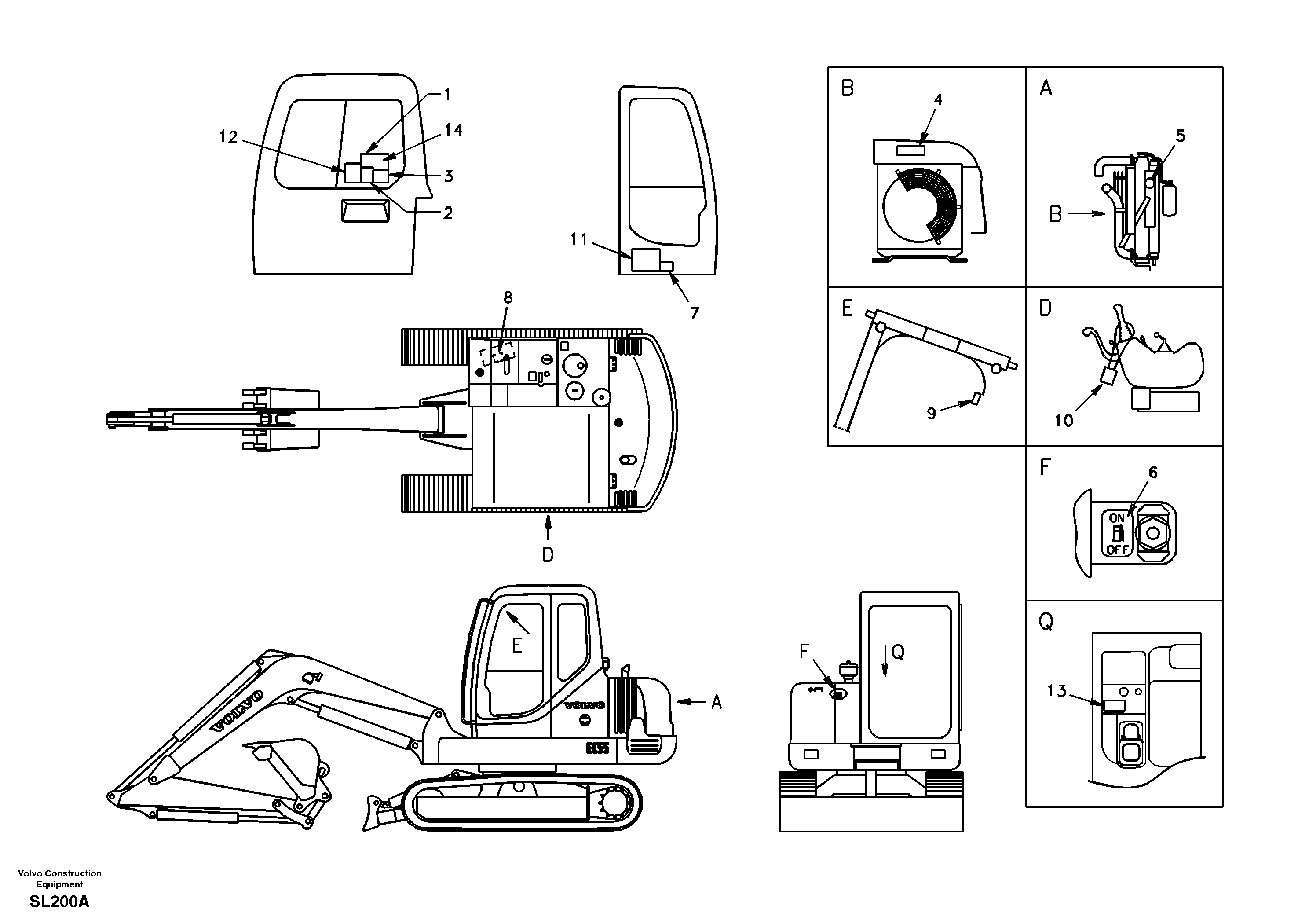 Схема запчастей Volvo EC55 - 18858 Decal, inner location EC55 SER NO 5001-