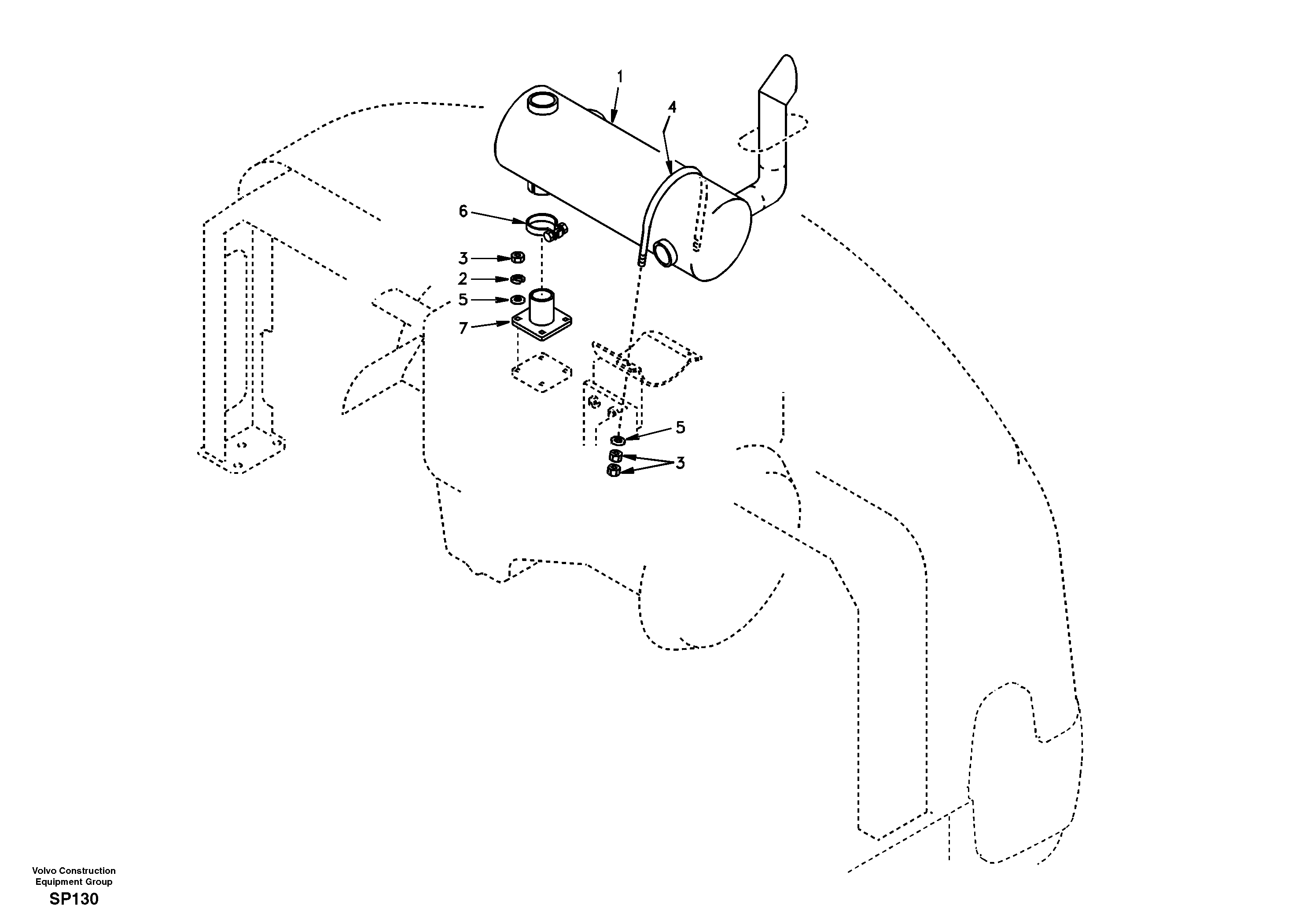 Схема запчастей Volvo EC55 - 3647 Выхлопная система EC55 SER NO 20001-