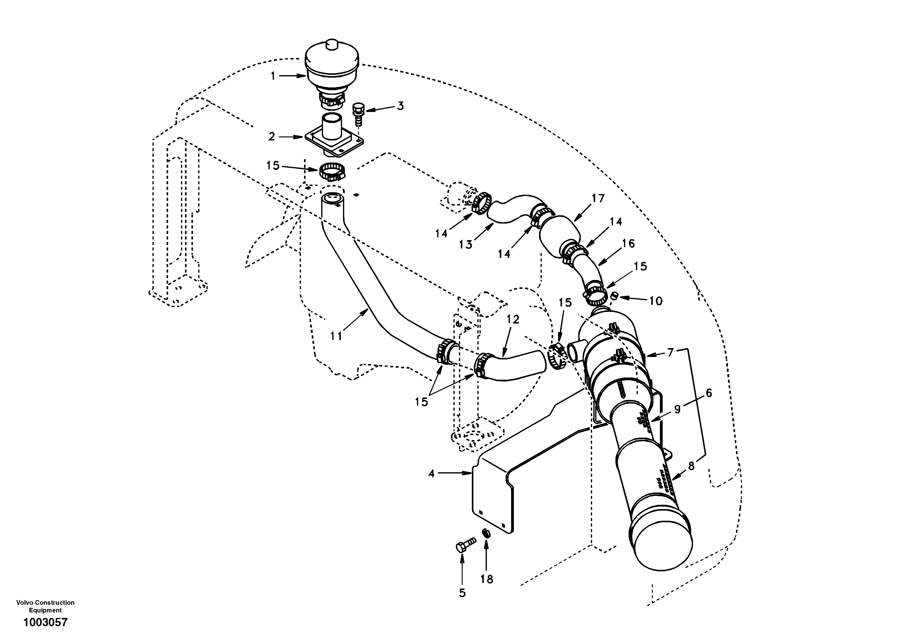 Схема запчастей Volvo EC55 - 32056 Inlet system, pre-cleaner EC55 SER NO 20001-