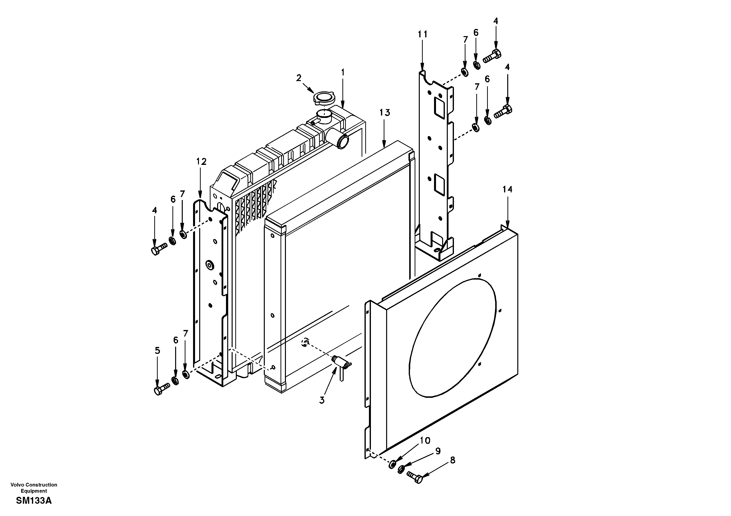 Схема запчастей Volvo EC55 - 29128 Радиатор EC55 SER NO 20001-