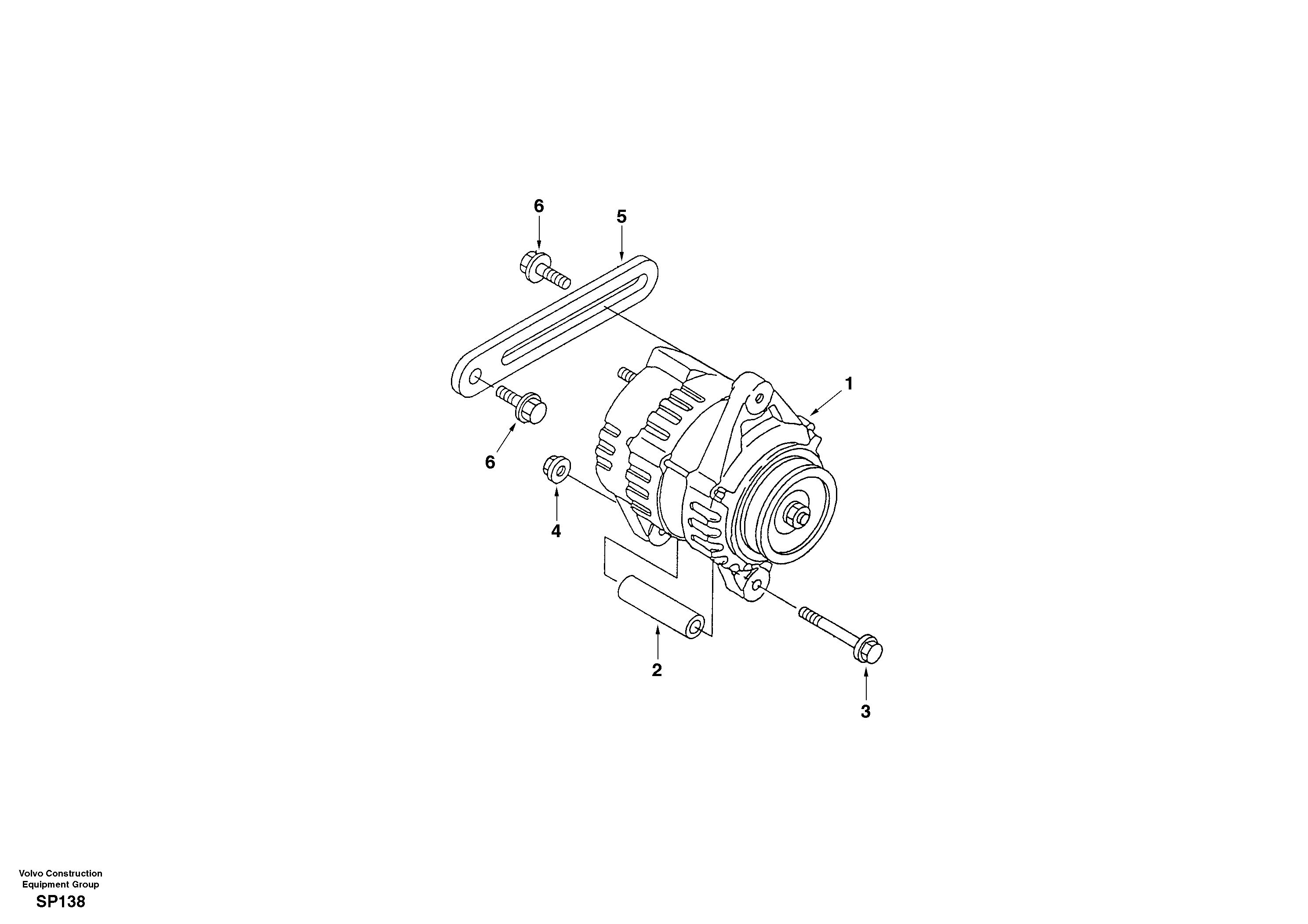Схема запчастей Volvo EC55 - 60310 Alternator with assembling details EC55 SER NO 20001-