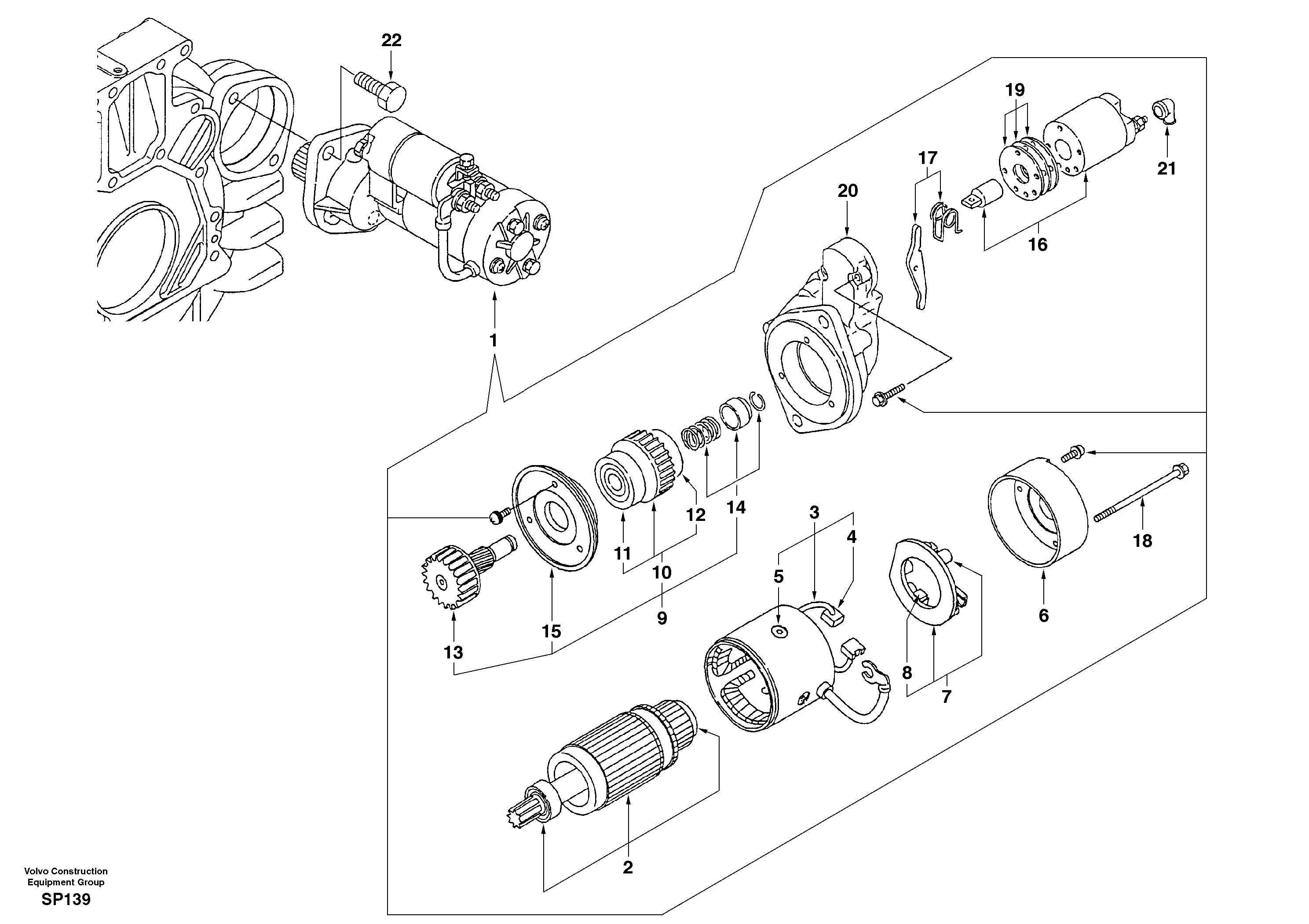 Схема запчастей Volvo EC55 - 41808 Starter motor, mounting EC55 SER NO 20001-