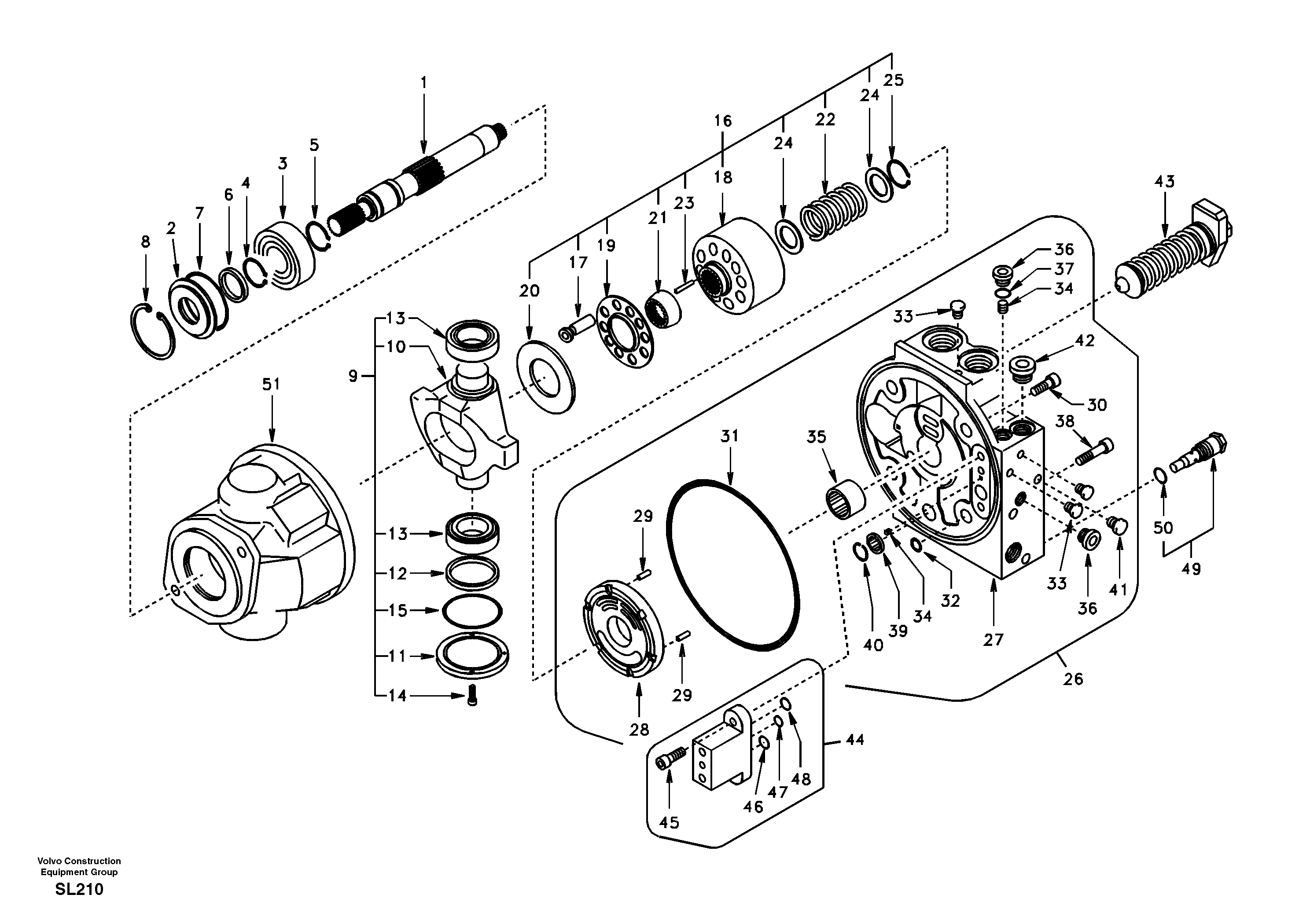 Схема запчастей Volvo EC55 - 94312 Гидронасос (основной насос) EC55 SER NO 5001-