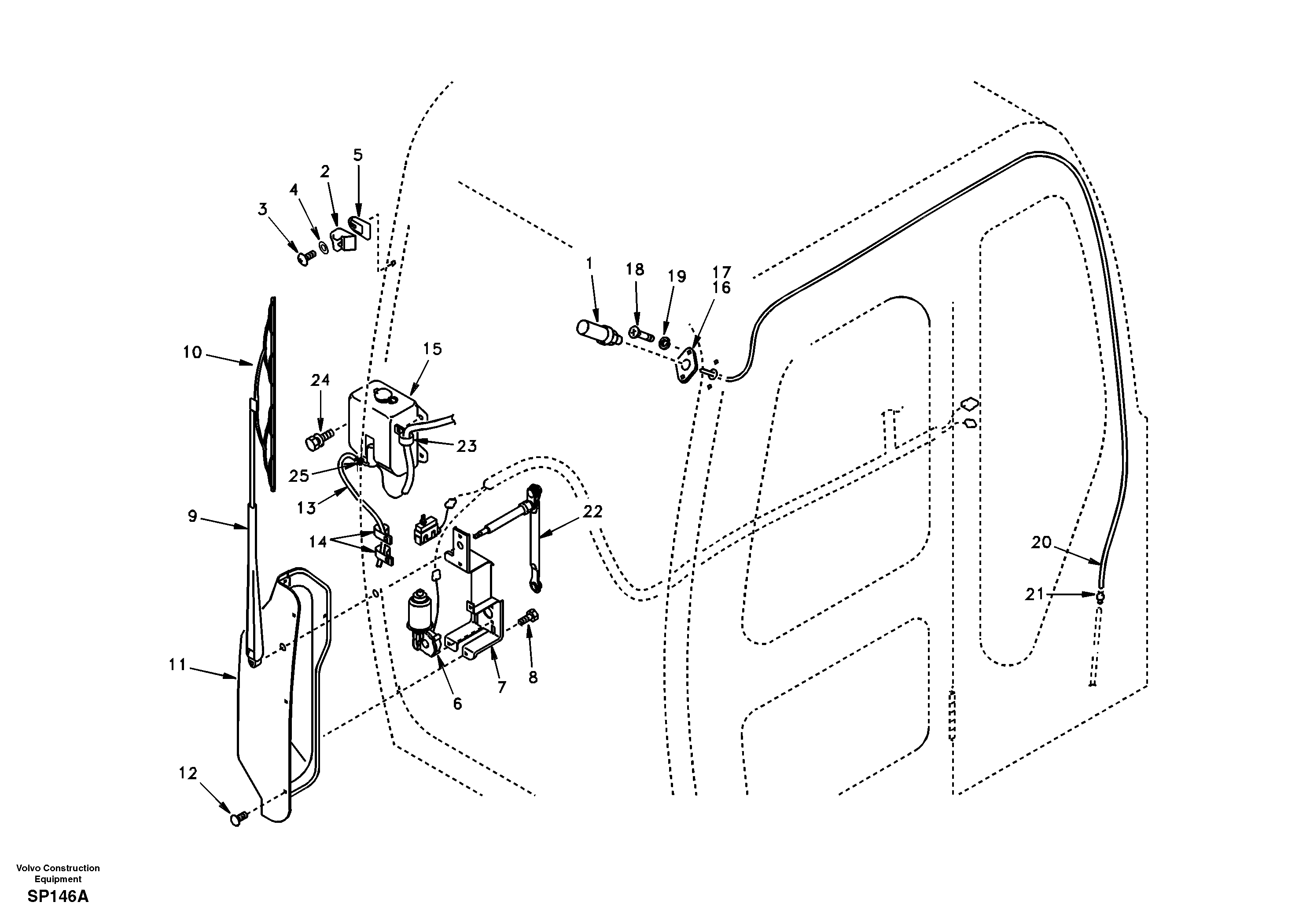 Схема запчастей Volvo EC55 - 45733 Стеклоочиститель лобового стекла (ветрового) EC55 SER NO 20001-