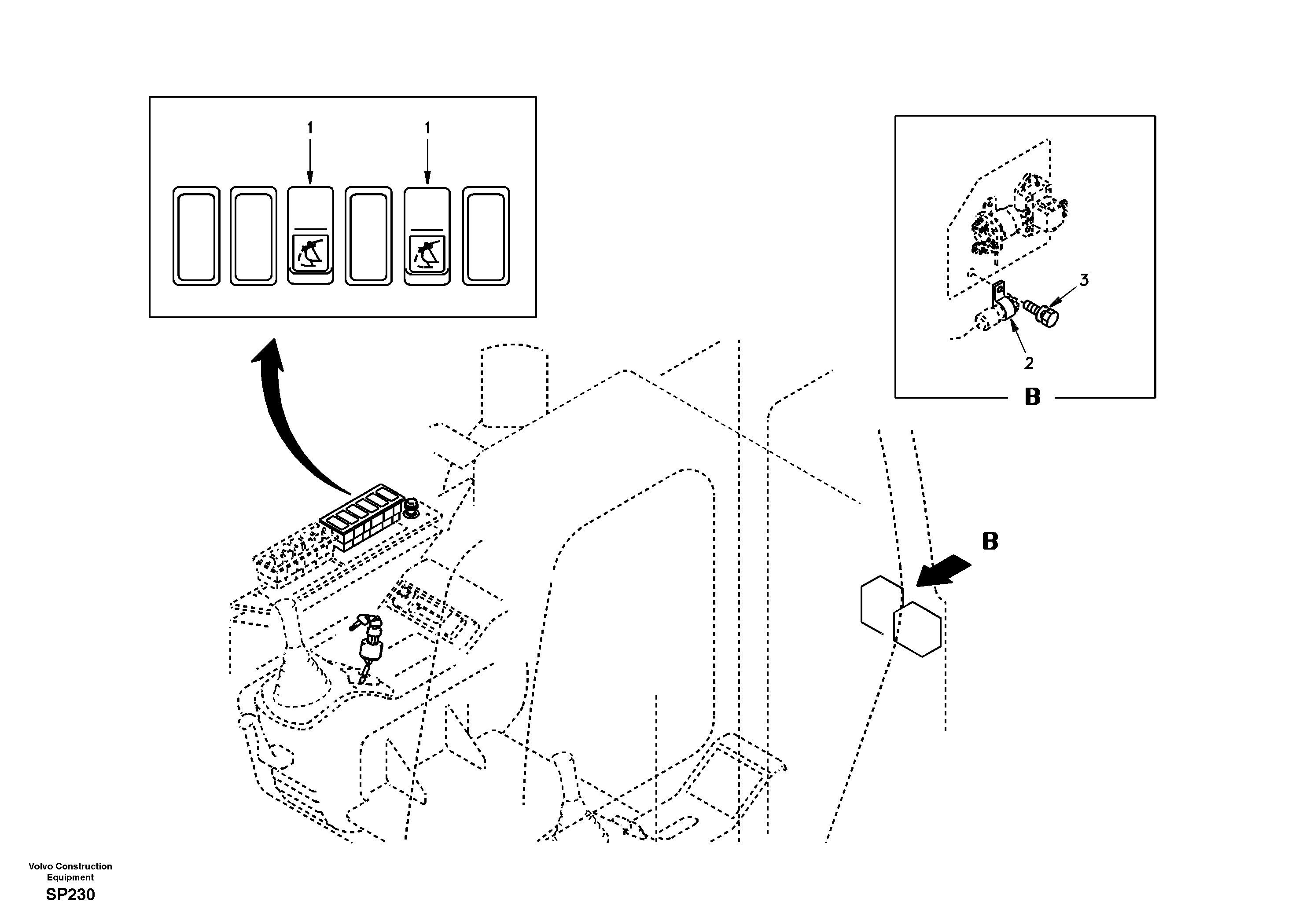 Схема запчастей Volvo EC55 - 44991 Switch, quickfit control EC55 SER NO 20001-