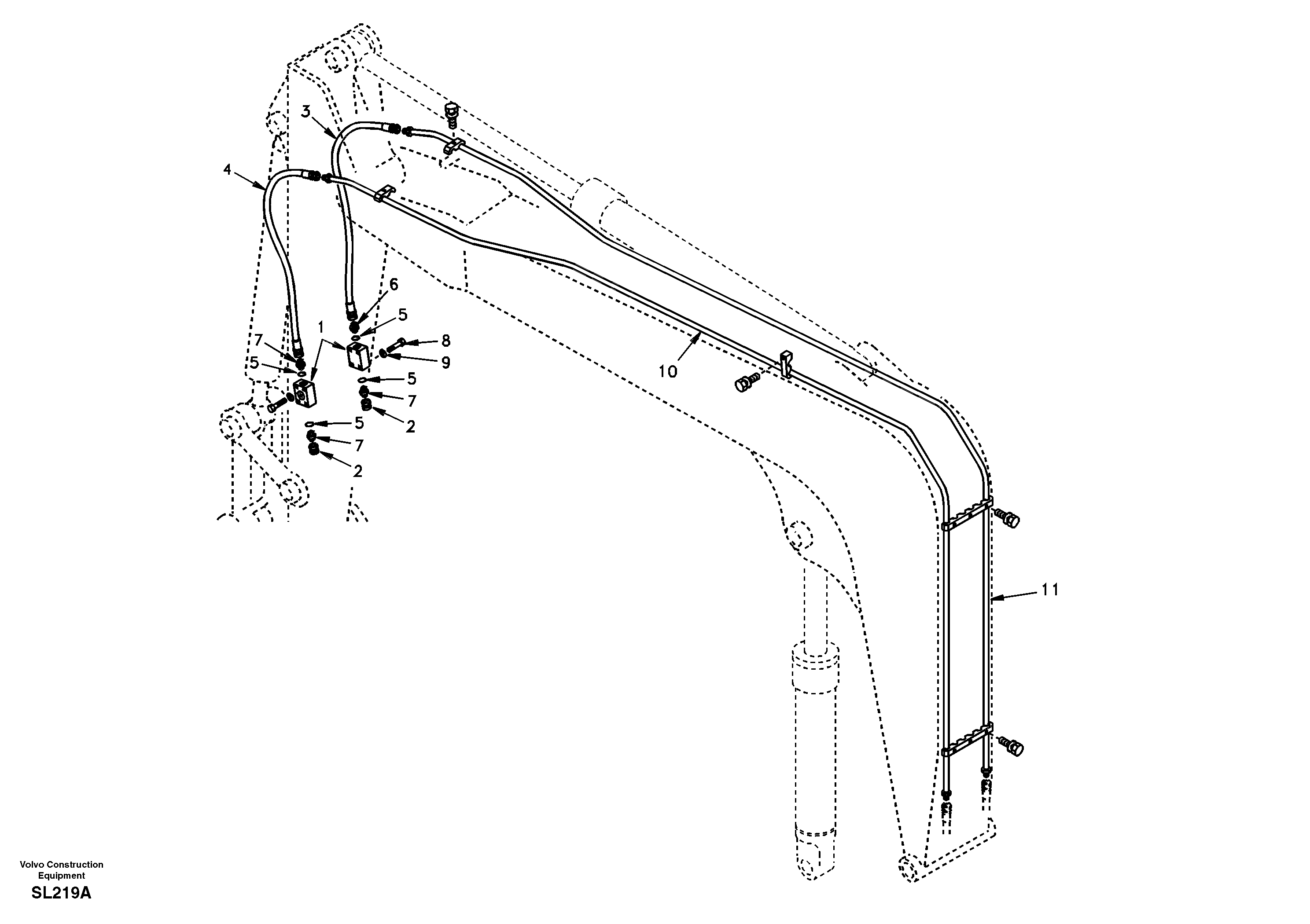 Схема запчастей Volvo EC55 - 28873 Working hydraulic, hammer and shear for boom EC55 SER NO 5001-