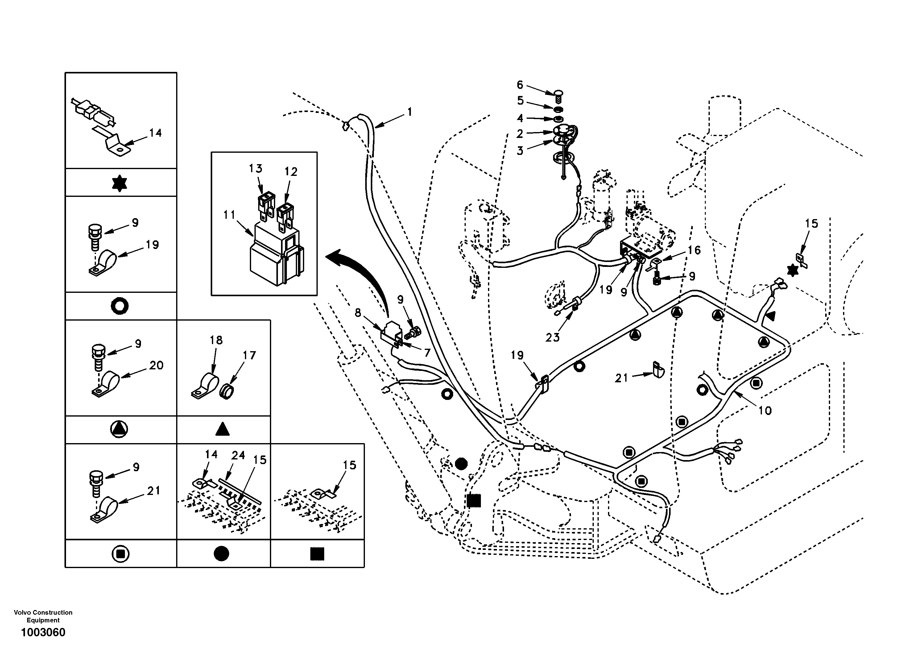 Схема запчастей Volvo EC55 - 54824 Cable and wire harness, main EC55 SER NO 20001-