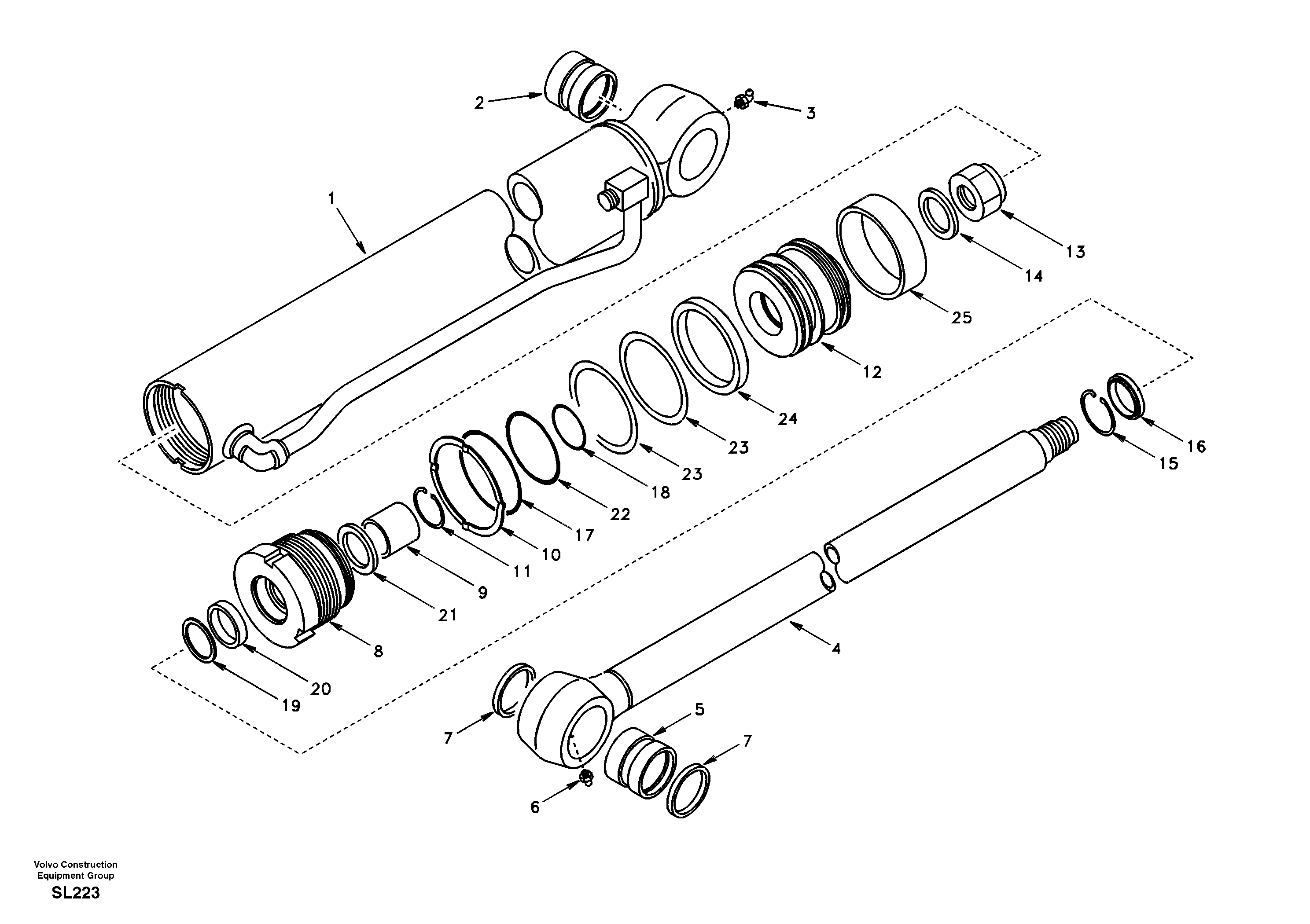 Схема запчастей Volvo EC55 - 17439 Цилиндр ковша EC55 SER NO 5001-
