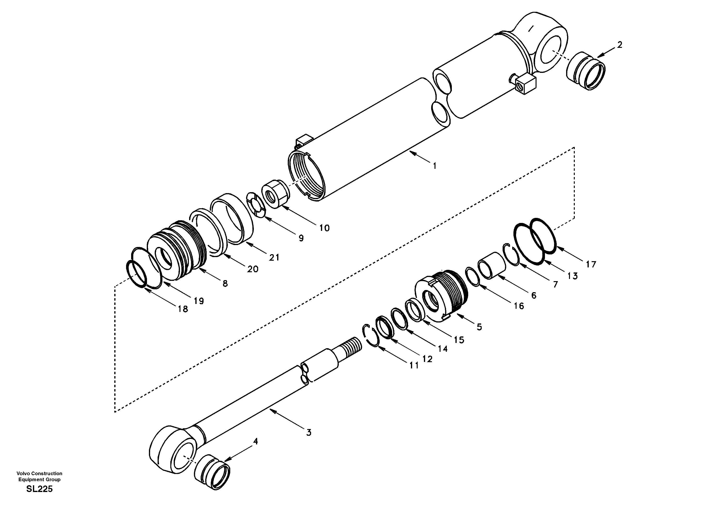 Схема запчастей Volvo EC55 - 54900 Гидроцилиндр отвала EC55 SER NO 5001-