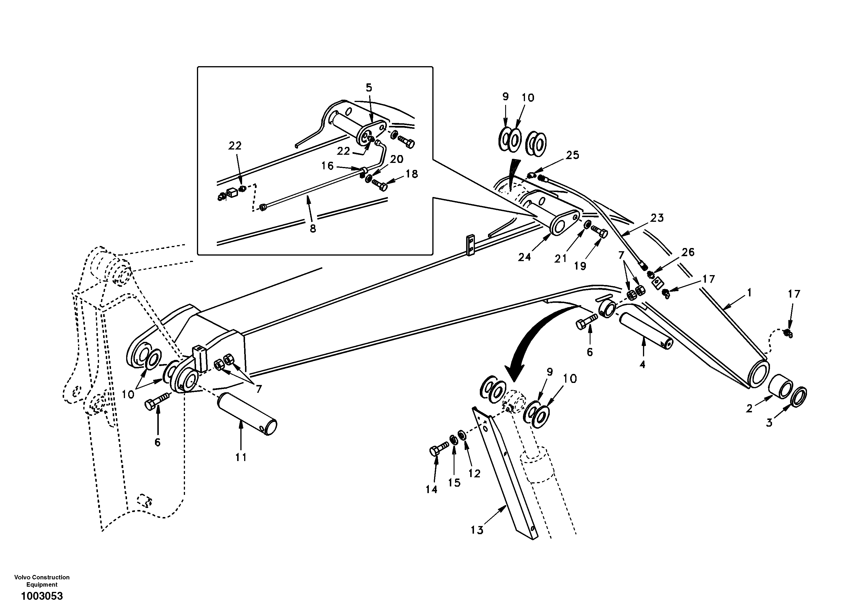 Схема запчастей Volvo EC55 - 1549 Links to boom, mono EC55 SER NO 5001-