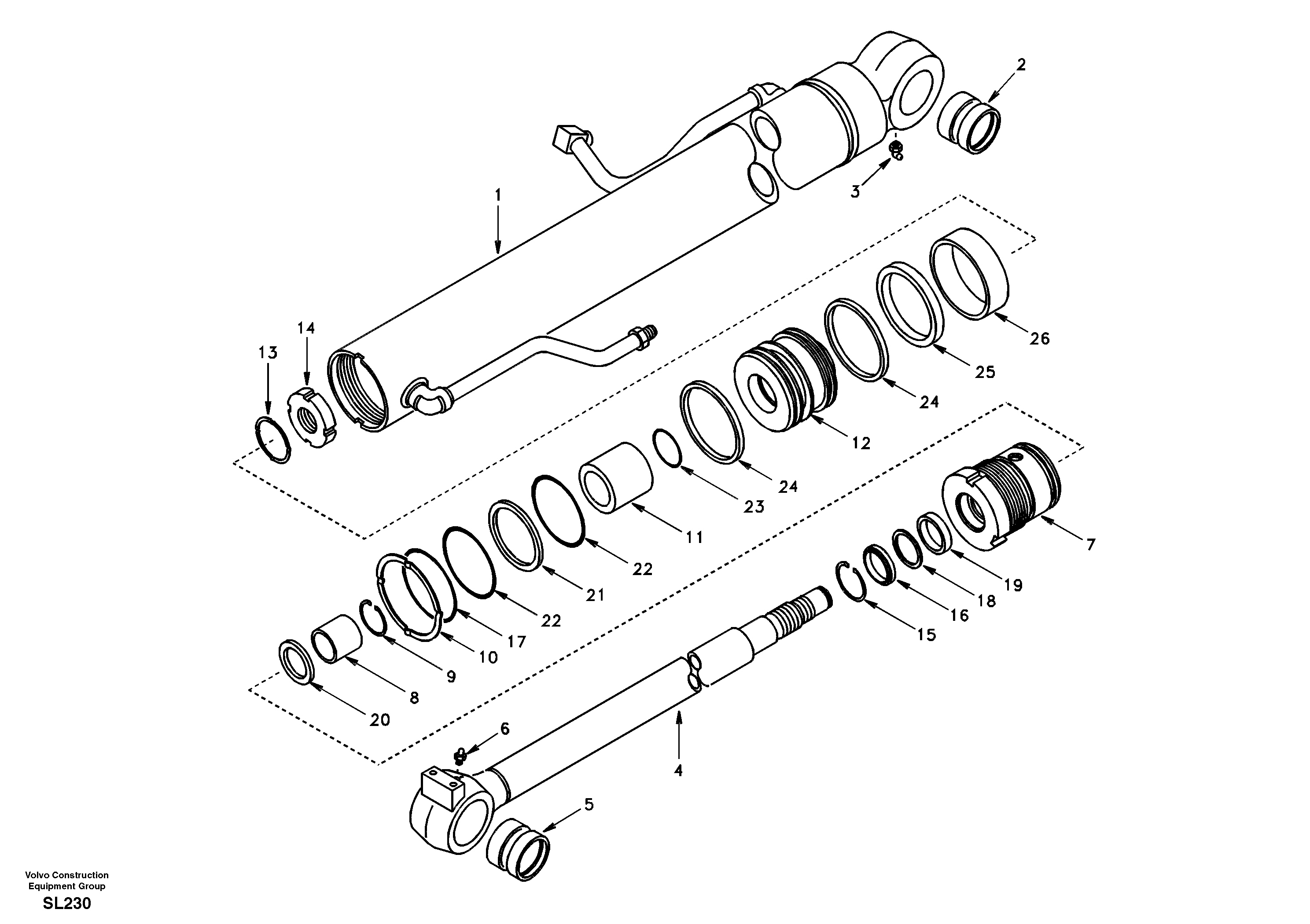 Схема запчастей Volvo EC55 - 54901 Гидроцилиндр стрелы EC55 SER NO 5001-